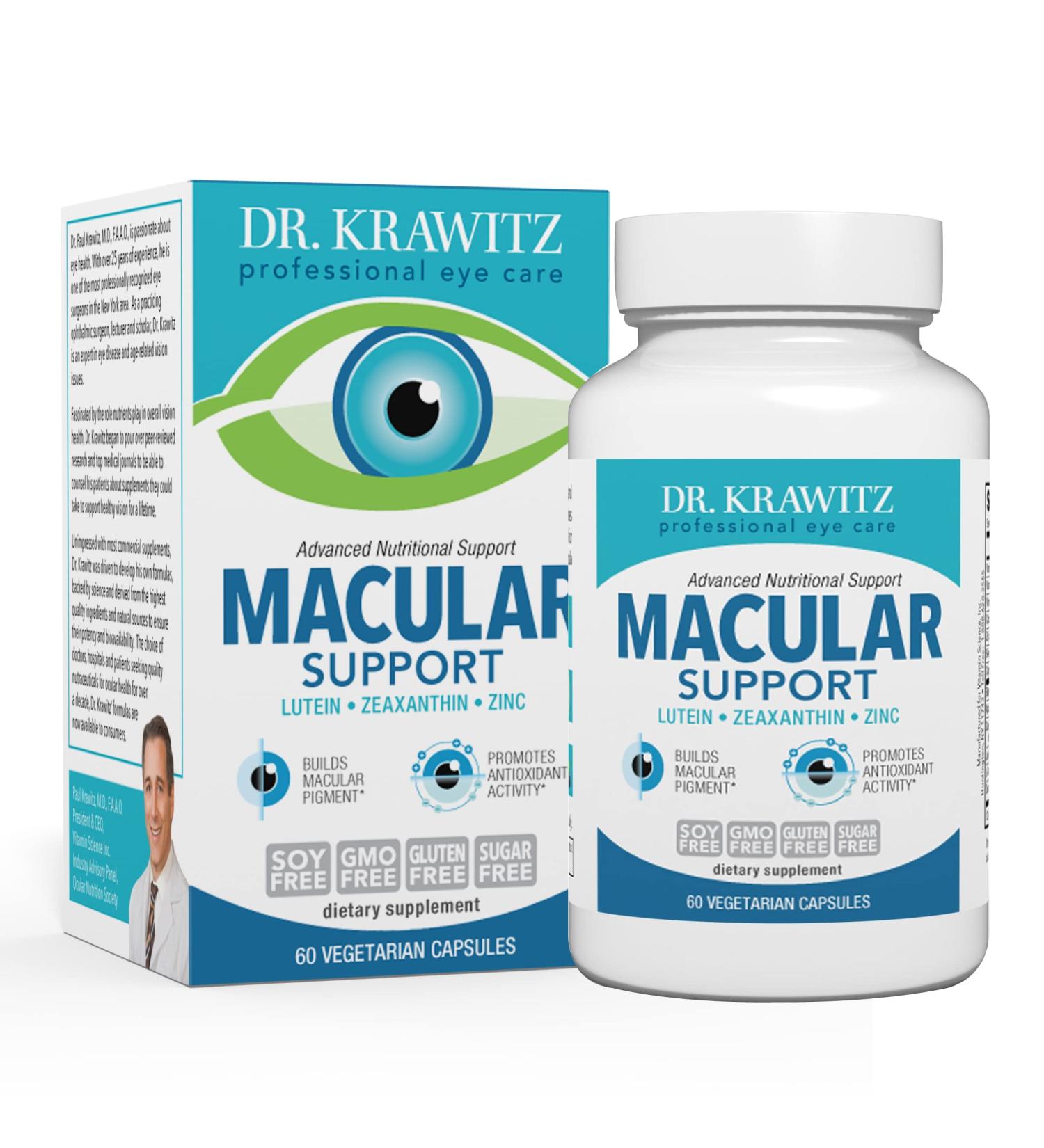 Macular Support with Lutein, Zeaxanthin & Zinc - 60 Vegetarian Capsules - Buy Online on GoSupps.com