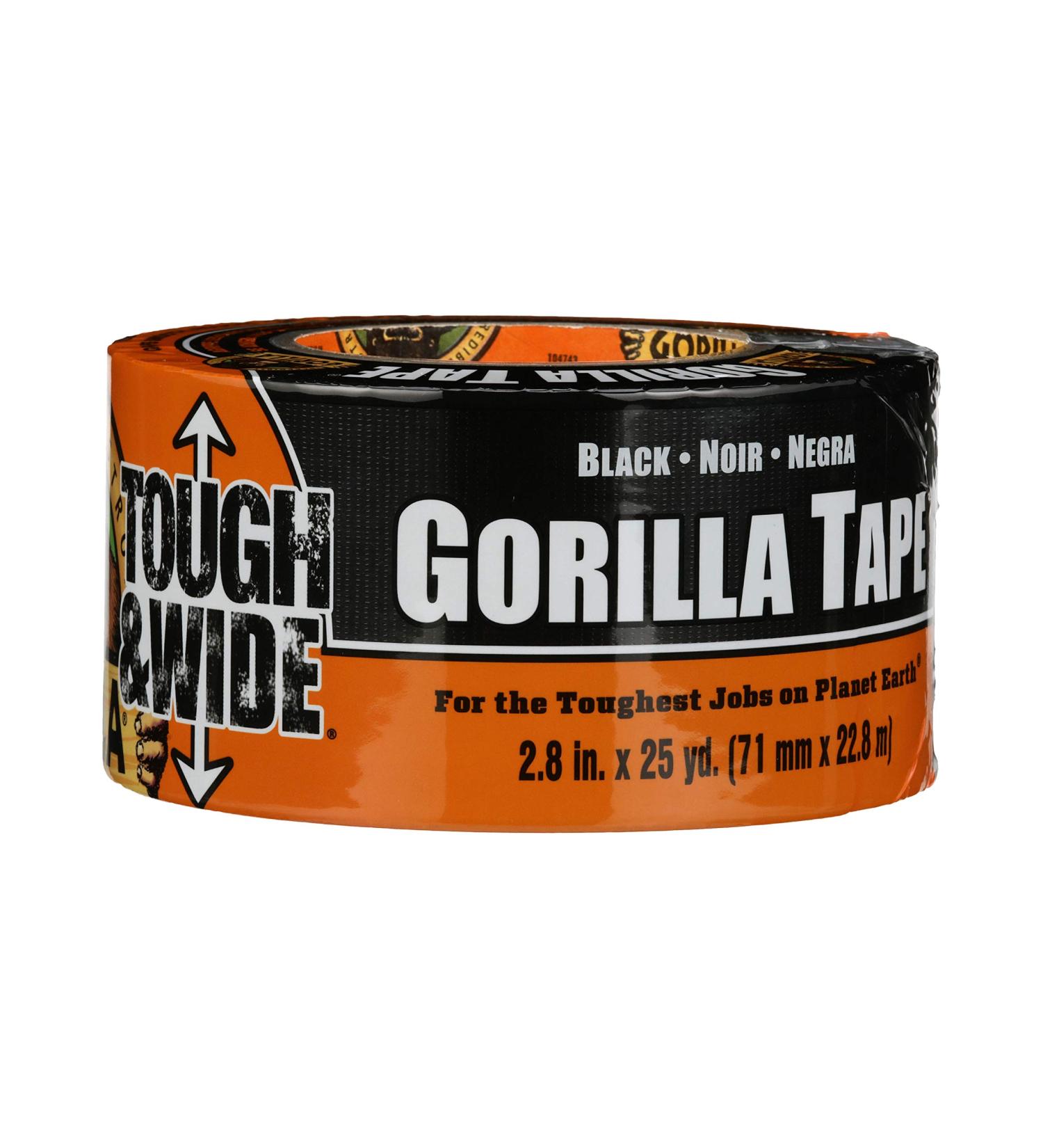 Gorilla Tough & Wide Duct Tape  2.88" x 25yd  Black  (Pack of 1) Black 25yd 1 - Pack - Buy Online on GoSupps.com