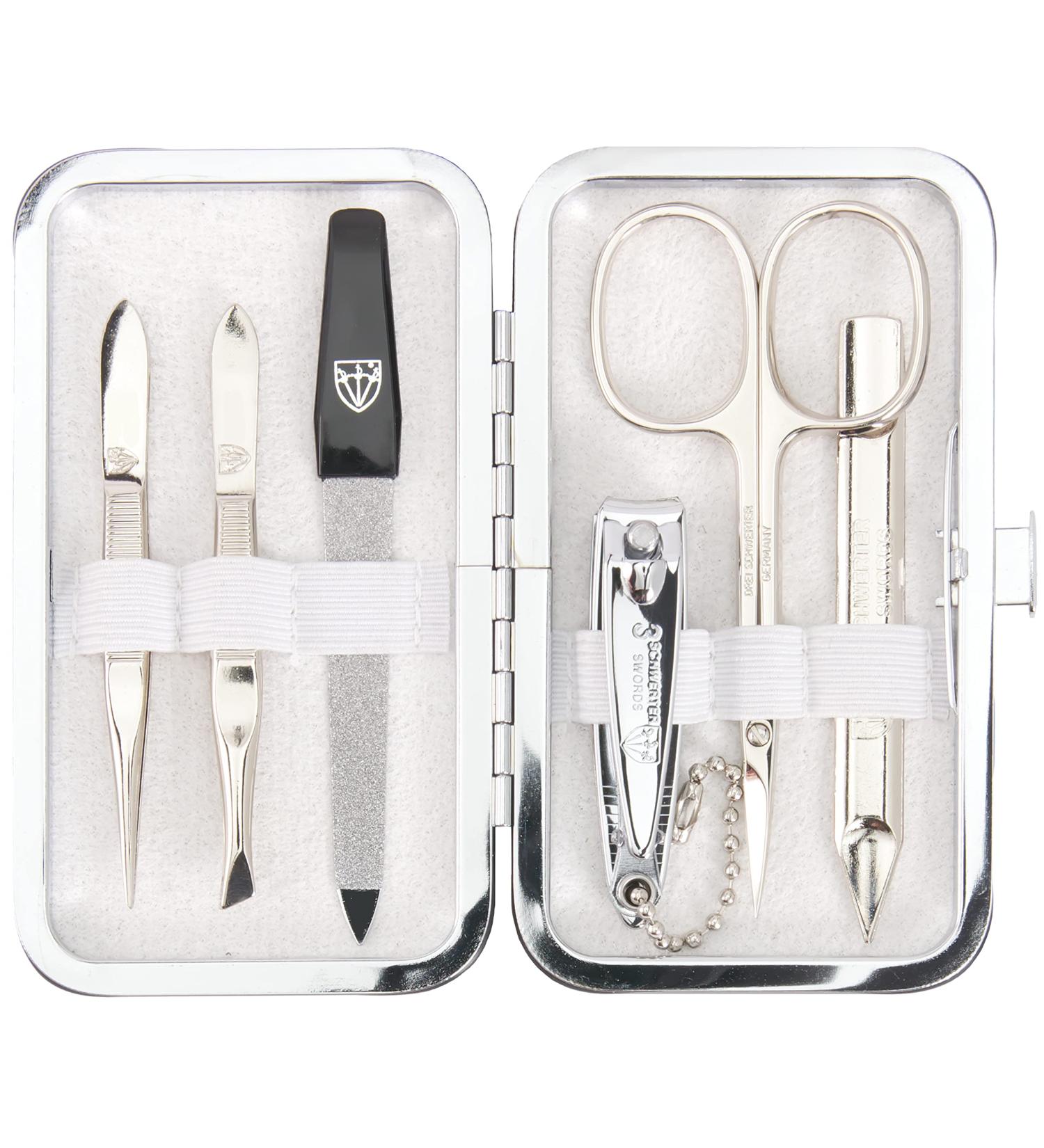 Three Swords Lucca 6-Piece Nail Care Set | Premium Manicure & Pedicure Kit in White Leather Gift Box - Buy Online on GoSupps.com