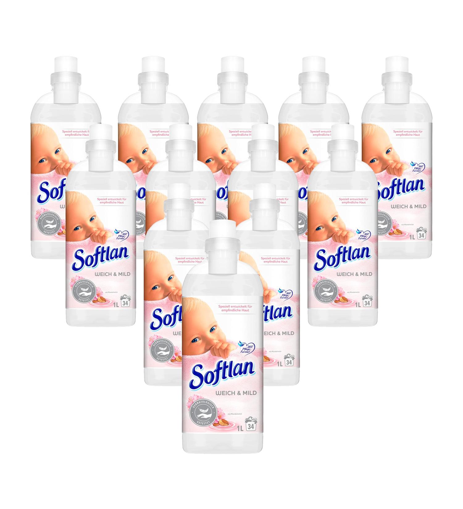 Softlan Fabric Softener Soft & Mild 12 x 1L | Irresistibly Soft Laundry - International Shipping Available - Buy Online on GoSupps.com