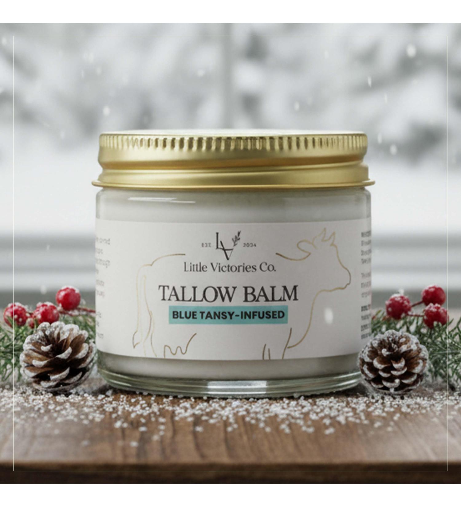2.0 floz Grass Fed Beef Tallow and Honey Balm Blue Tansy Organic Beef Tallow Balm for Skin is Ideal for Eczema, Stretch Marks, Psoriasis, Itching Beef Tallow for Face & Body Moisturizer - Buy Online on GoSupps.com