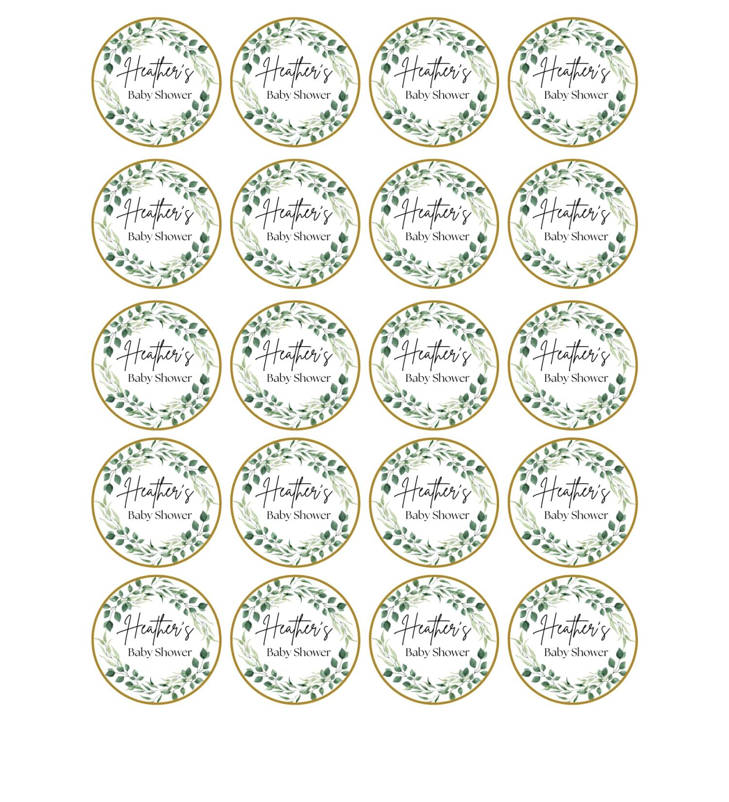 edible 20 x Botanical Baby Shower cupcake toppers PERSONALISED uncut 2 (wafer paper) Rice Paper
