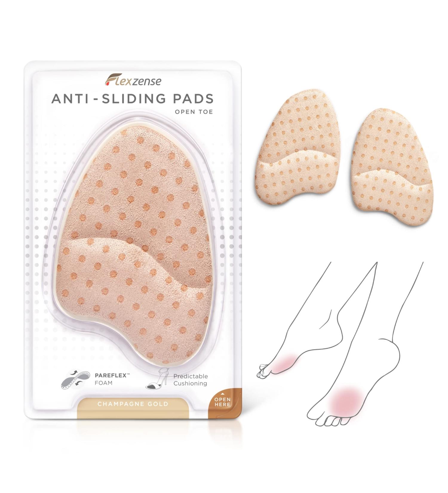 FLEXZENSE Anti-Sliding Pads Open Toe - 1 Pair, Champagne Gold - Maximum Cushioning to Reduce Foot Slip - Buy Online on GoSupps.com