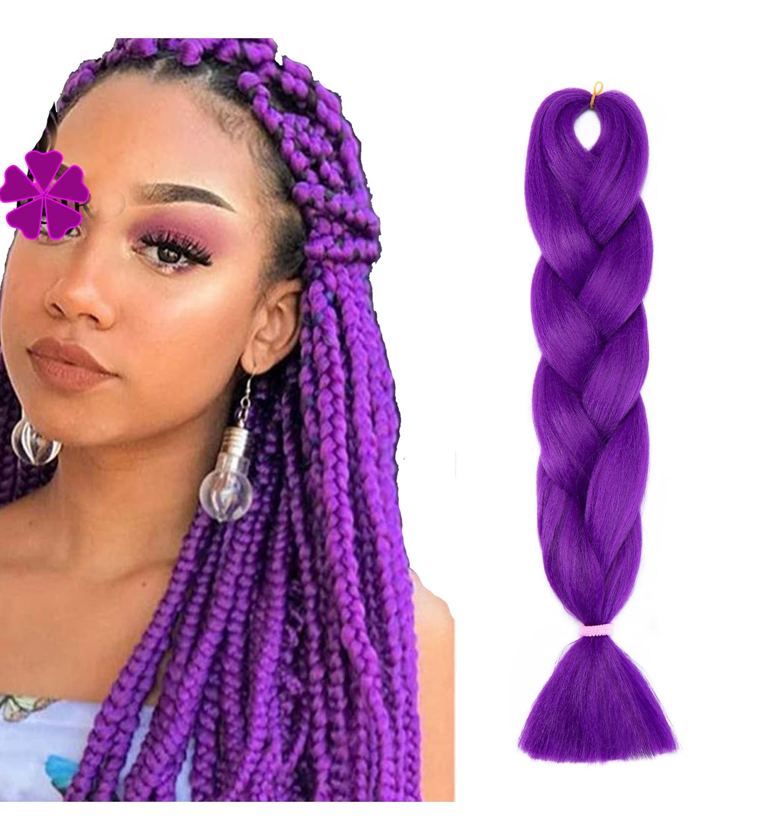 Braiding Hair Extensions Jumbo Braid Hair 24 Inch 1pc High Temperature Synthetic Fiber Hair Extension Dark Purple for Women - Buy Online on GoSupps.com