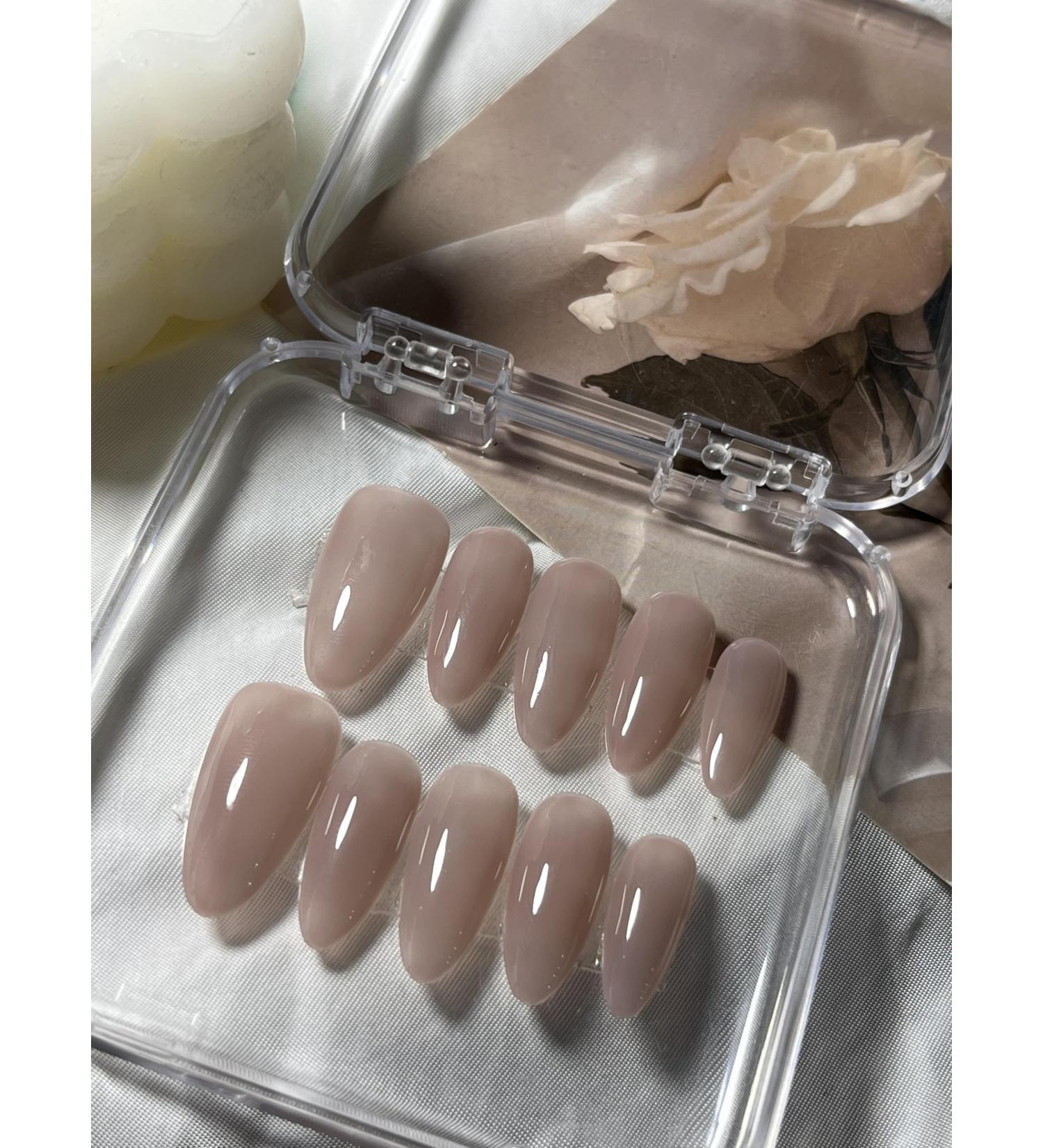Handmade Press On Nails Short MouyouGlow Almond Pink Nude Natural Natural Solid Resuable Fake Nails with Self-Adhesive Handmade Artificial Fingernails 10 Pieces (#09-M) - Buy Online on GoSupps.com