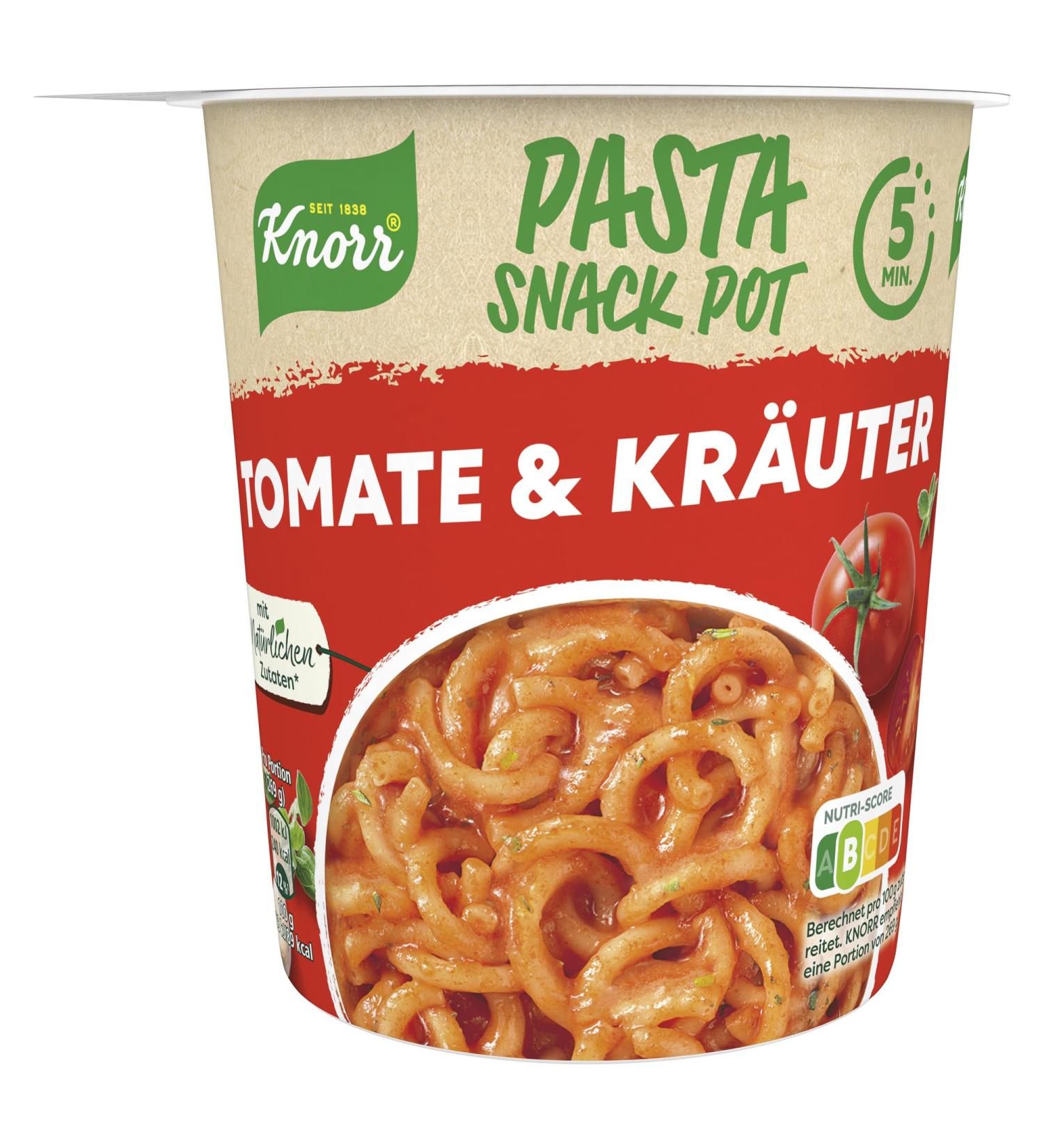 Knorr Pasta Snack Pot Tomato & Herbs - Instant Noodles Ready in 5 Minutes | 69g (1-Pack) - Delicious International Shipping - Buy Online on GoSupps.com