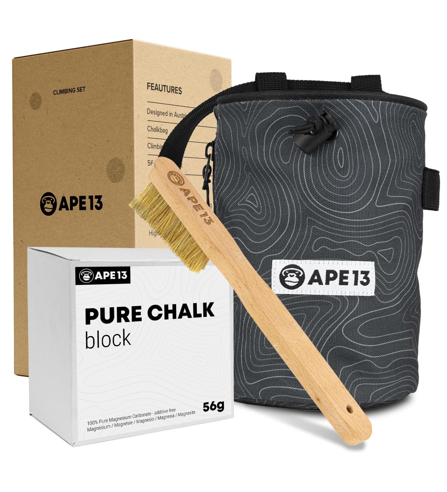 APE13 Chalk Bag for Climbing & Bouldering | Premium Set with Belt Brush Bracket & Large Magnesium Bag - Ideal for All Climbers - Buy Online on GoSupps.com