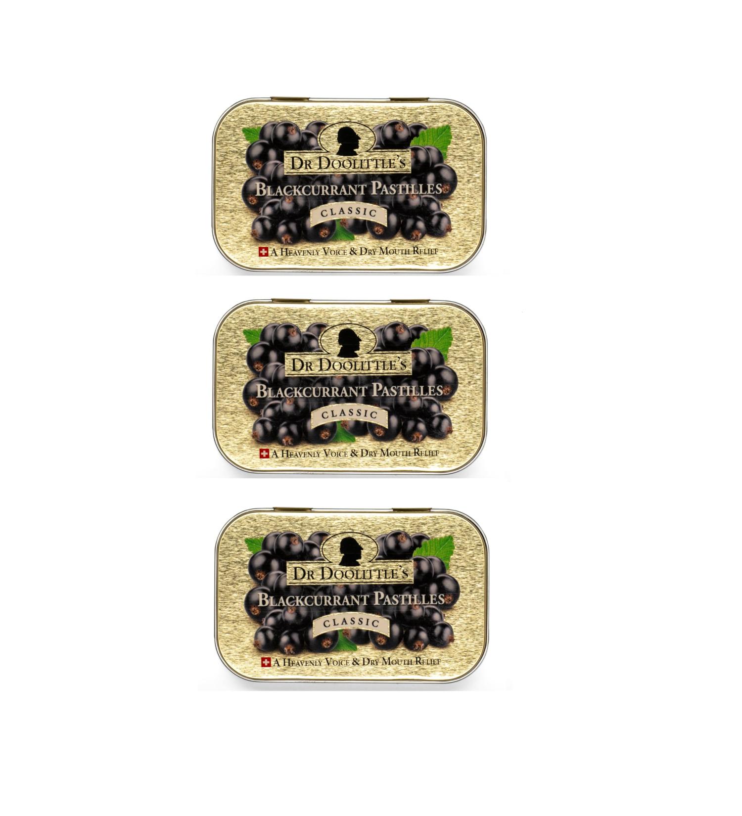 DOOLITTLE Dr Classic Soft Fruit Pastilles for Voice and Throat Blackcurrant Flavor 2.12 Ounce Tin Approximately 25 Count Package 3 Pack - Buy Online on GoSupps.com