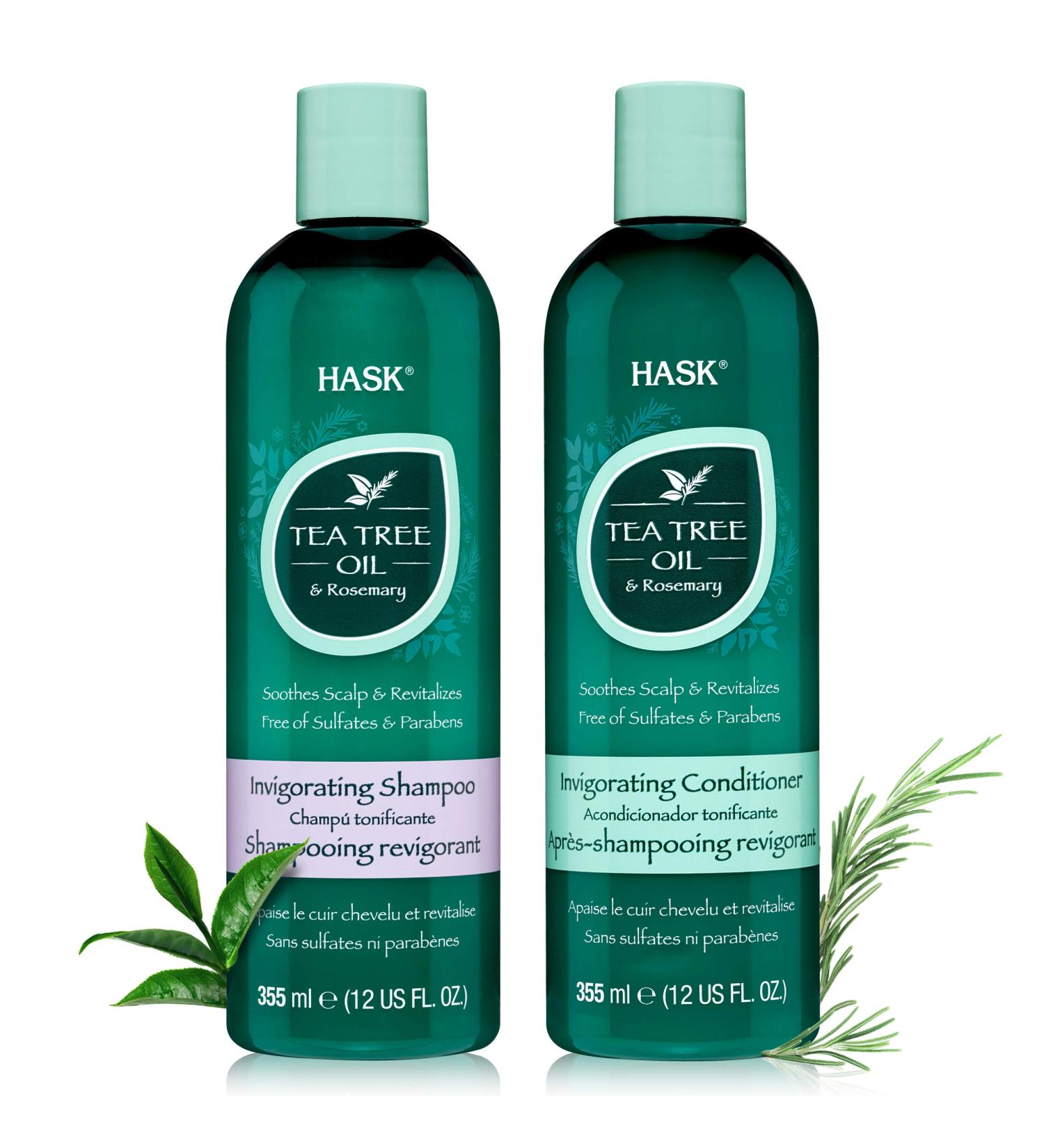 HASK Tea Tree Oil & Rosemary Invigorating Shampoo + Conditioner Set - Color Safe, Gluten-Free, Sulfate-Free - Buy Online on GoSupps.com