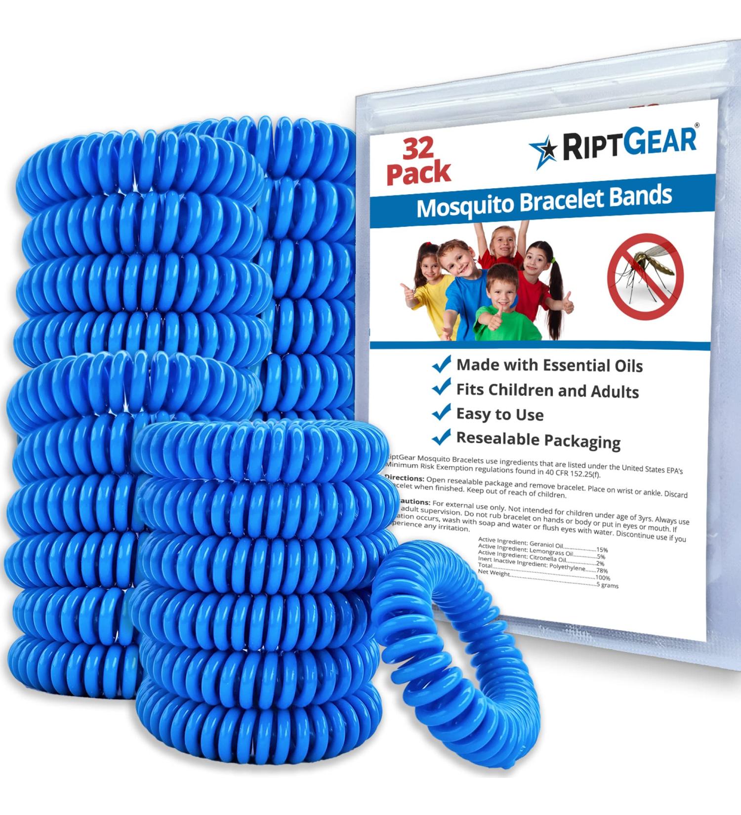 RiptGear Mosquito Repellent Bracelets - 32 Pack for Kids & Adults | Citronella Wristband | DEET-Free Bug Repellent Bracelets for Camping - Buy Online on GoSupps.com
