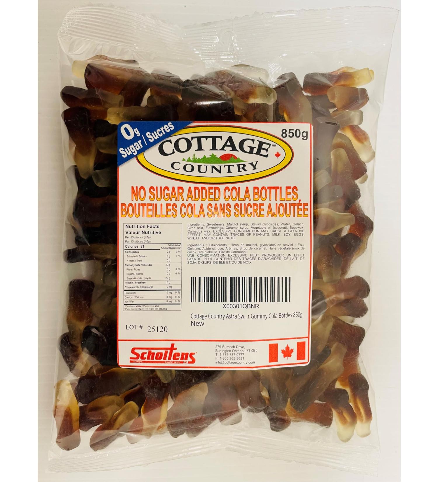 Cottage Country Astra Sweets Zero Sugar Gummy Cola Bottles 850g - Buy Online on GoSupps.com