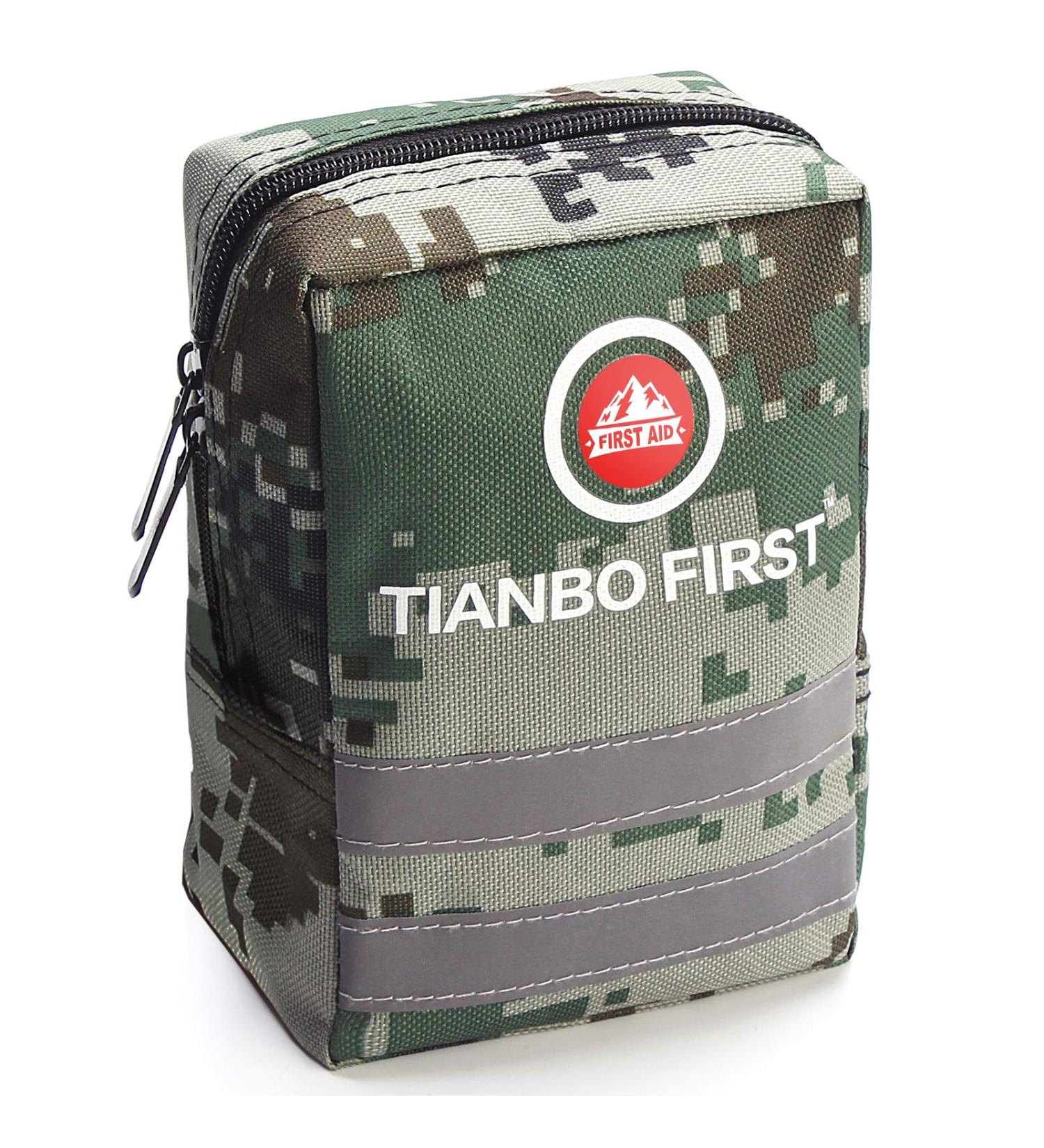 TIANBO FIRST Small First Aid Kit - 120 Pieces Compact Survival Bag for Camping, Hiking, and Travel - Medical Safety Case for Emergencies - Light Green Camo - Buy Online on GoSupps.com