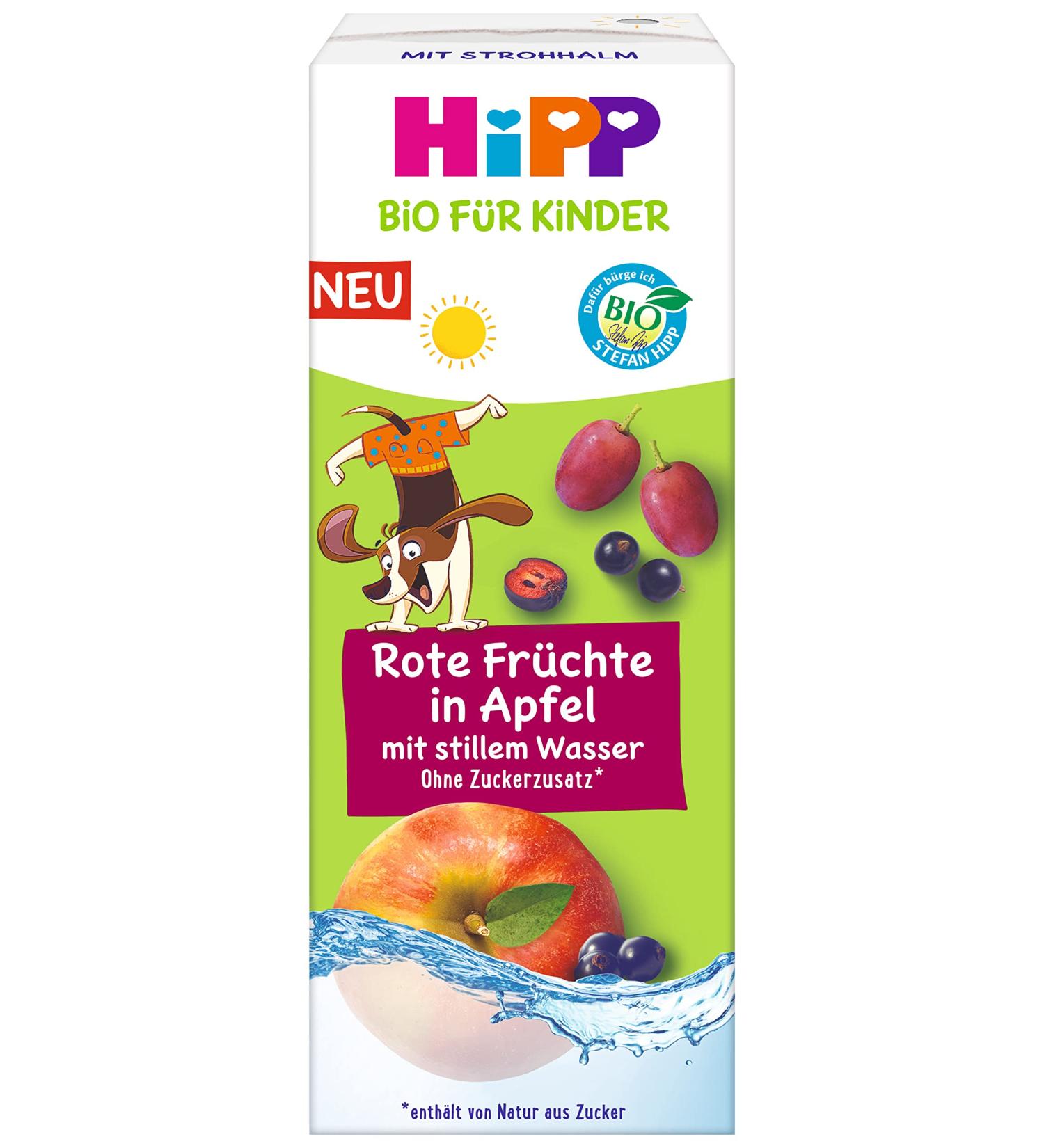 HiPP Organic for Children Drink with Straw Red Fruits in Apple with Still Water Tetrapak 200ml Pack of 15 (15x200ml)