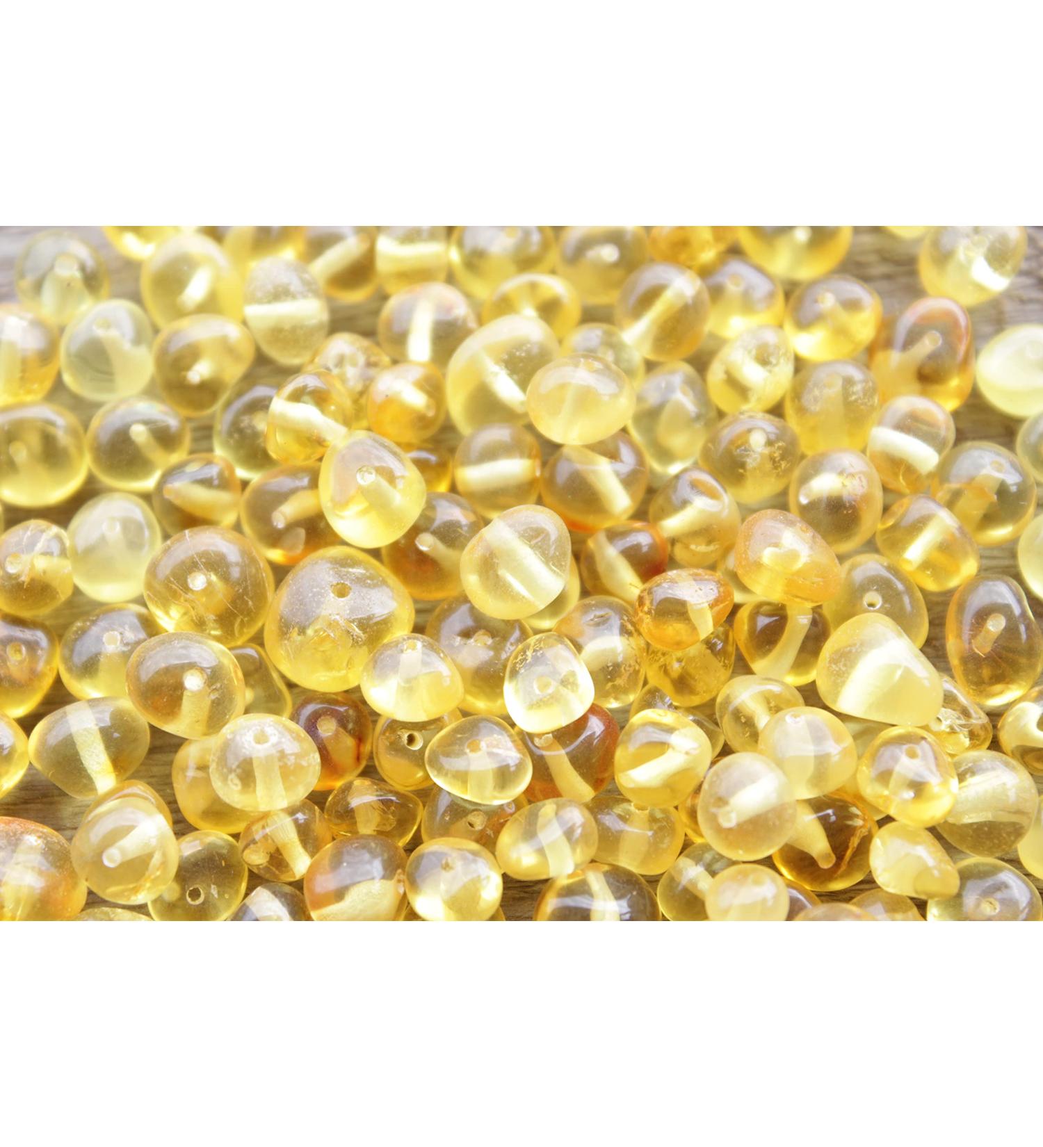50 Piece Polished Lemon Amber Beads | 100% Natural Baltic Amber for Jewelry | Handcrafted for Natural Remedies | Absorbs Negative Energies - Buy Online on GoSupps.com