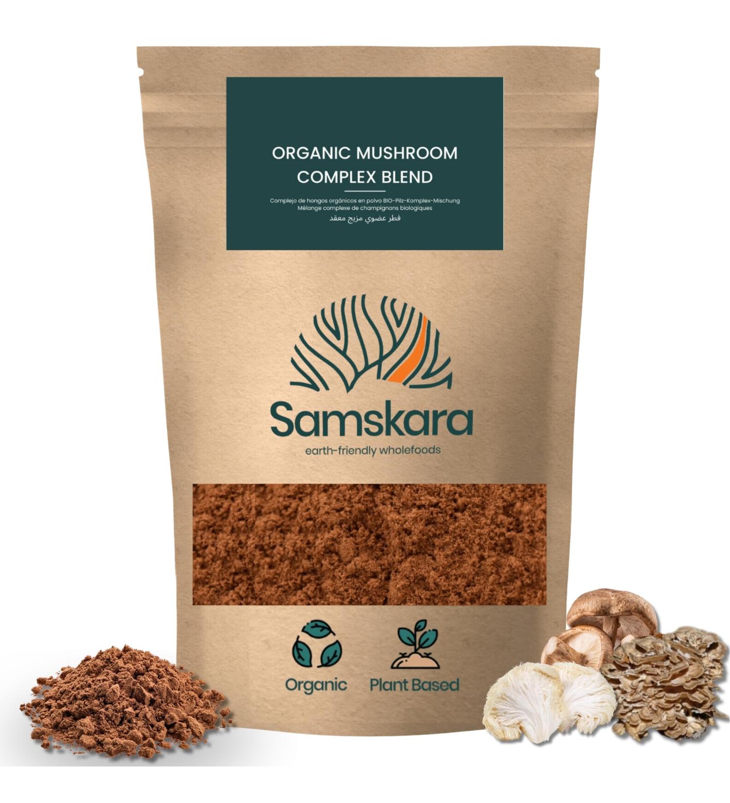 Complexe de Champignons en Poudre BIO (Reishi Chaga Shiitake Maitake Crini re de Lion Cordyceps Militaris et Champignon Blanc) | Samskara | Avec Min raux | 100g - LOT 2025 Fra cheur Garantie - Buy Online on GoSupps.com