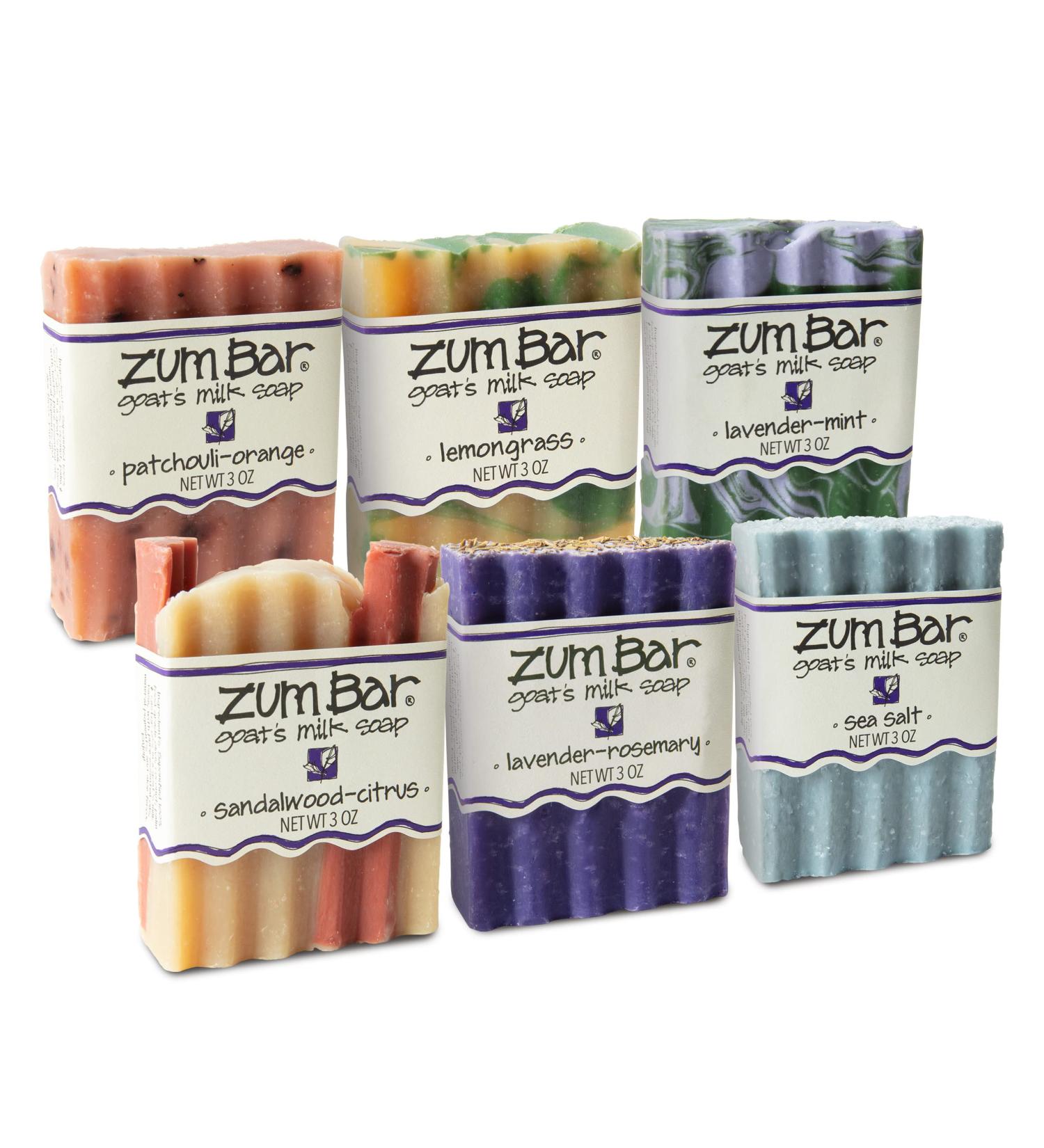 Zum Bar Goat s Milk Soap 6 Pack Sea Salt Sandalwood Citrus Lemongrass Patchouli Orange Lavender Rosemary Lavender Mint 3 oz International Shipping Available - Buy Online on GoSupps.com