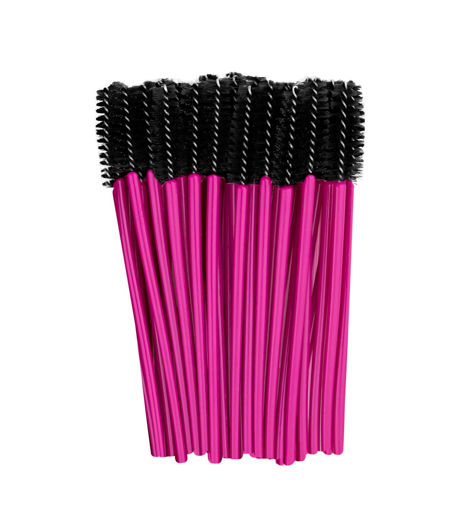 Profico 50-Piece Disposable Eyelash Brush Set | Dark Pink & Black Mascara Applicators for Eyelash Extensions - Buy Online on GoSupps.com