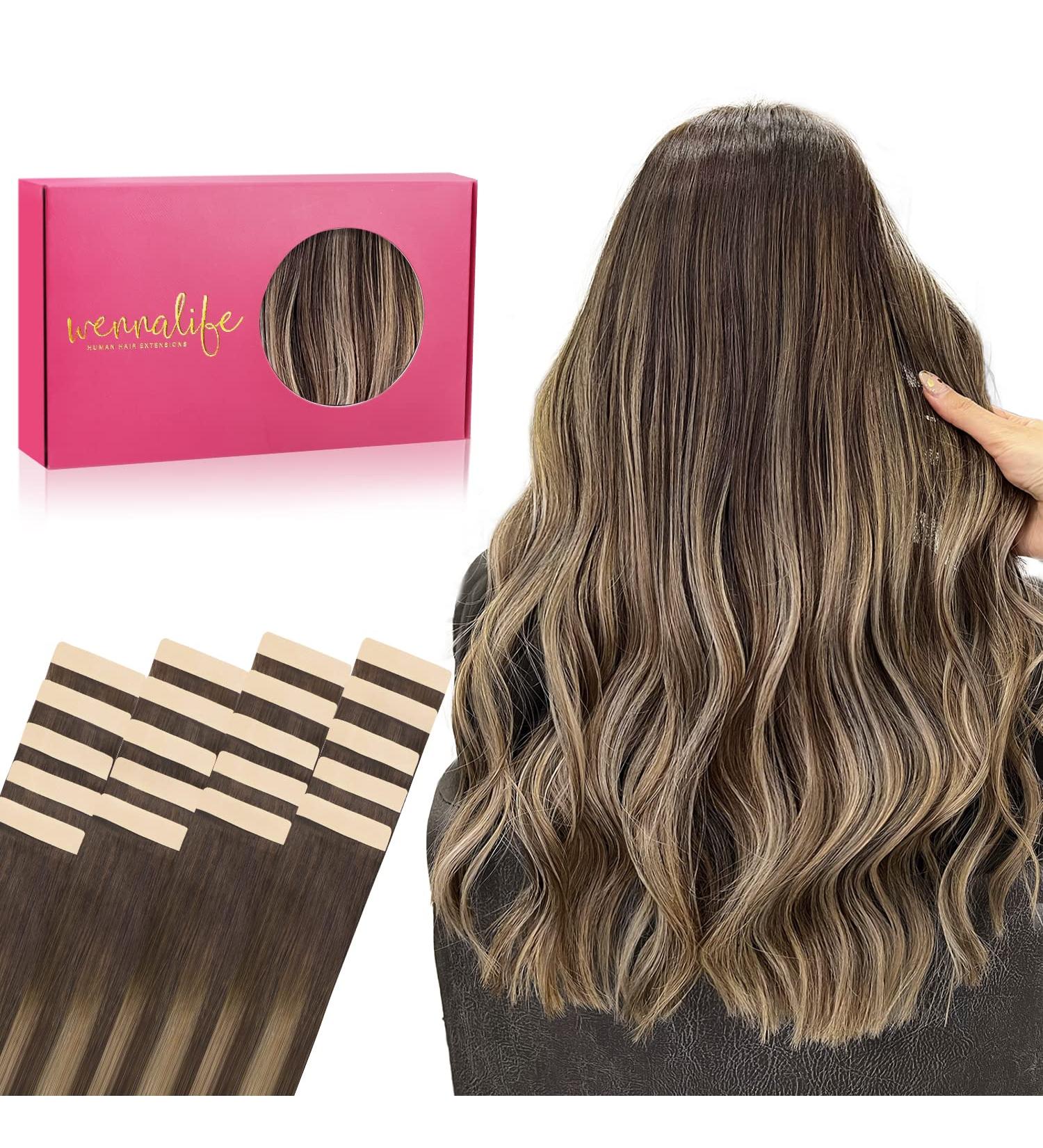 Buy If-Alife 20pcs Tape Extensions | Real Hair Balayage Chocolate Brown to Honey Blonde - 26 Inch Invisible Skin Weft Silky Straight - Buy Online on GoSupps.com