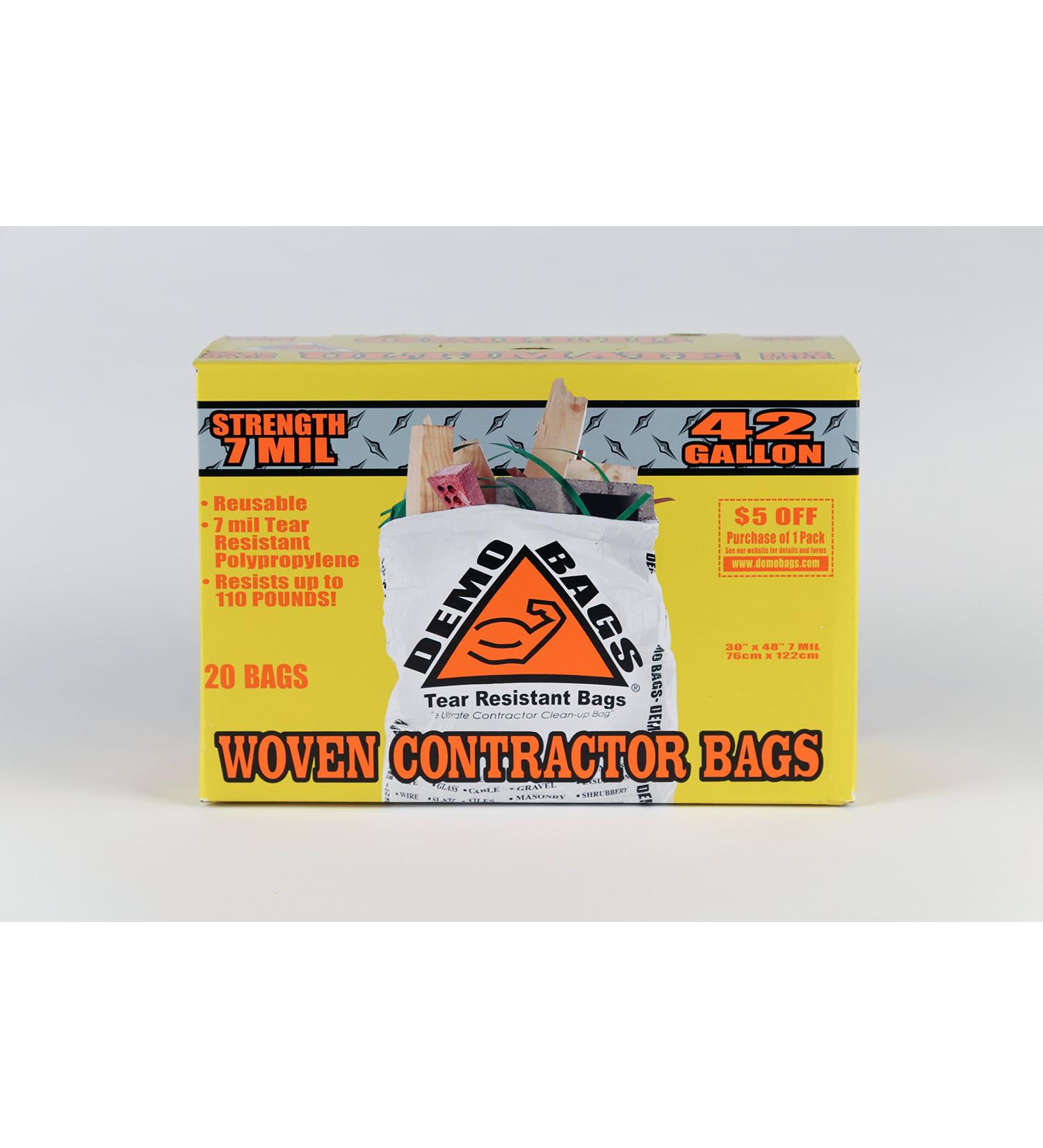 DemoBags Reusable 7 MIL 42-gallon Contractor Trash Bags - 20 Count Box - Buy Online on GoSupps.com