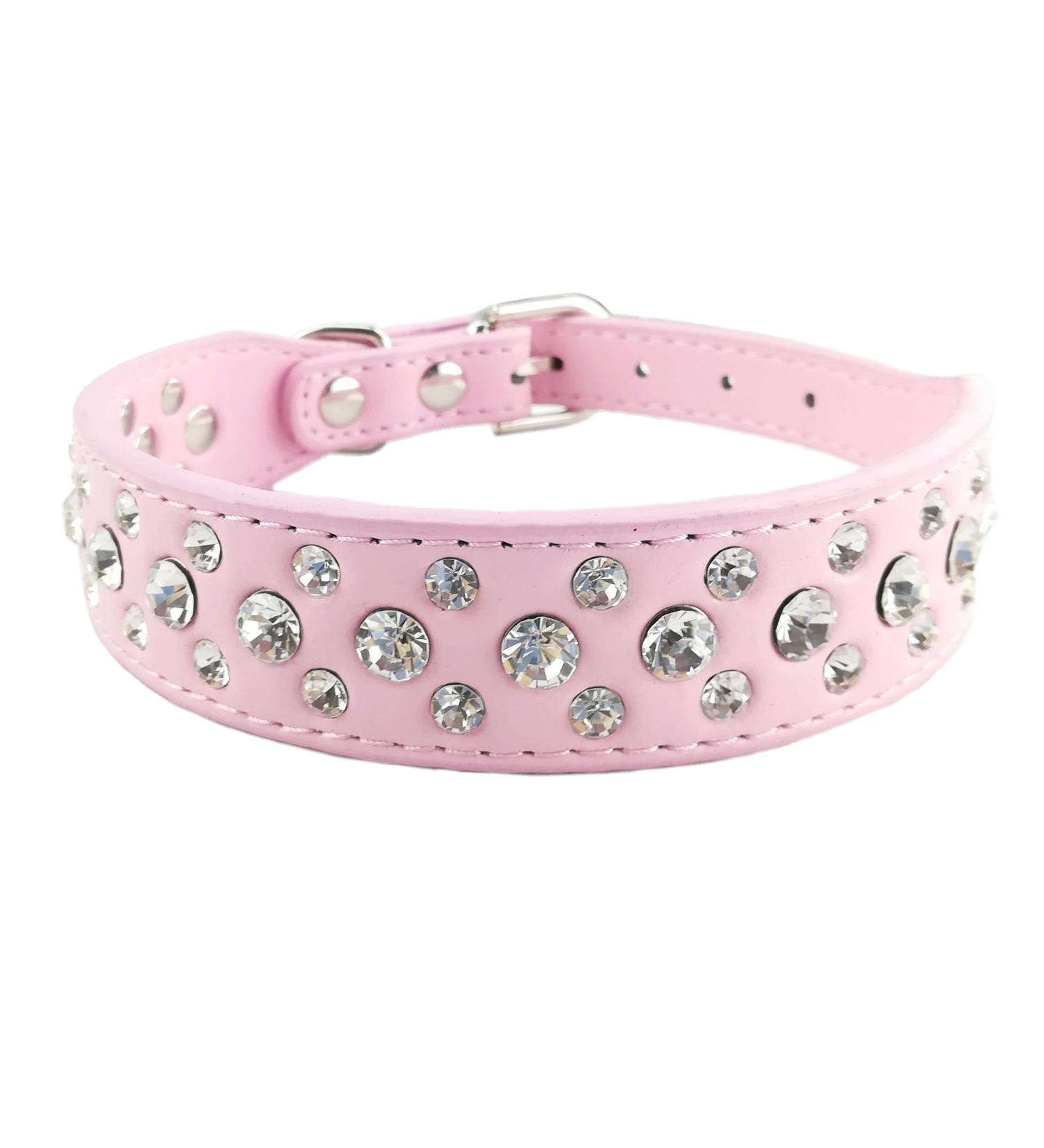 Newtensina Pets Collar Bling Puppies Collar Cute Dog Collar with Diamante for Girls - Pink - S S Pink - Buy Online on GoSupps.com