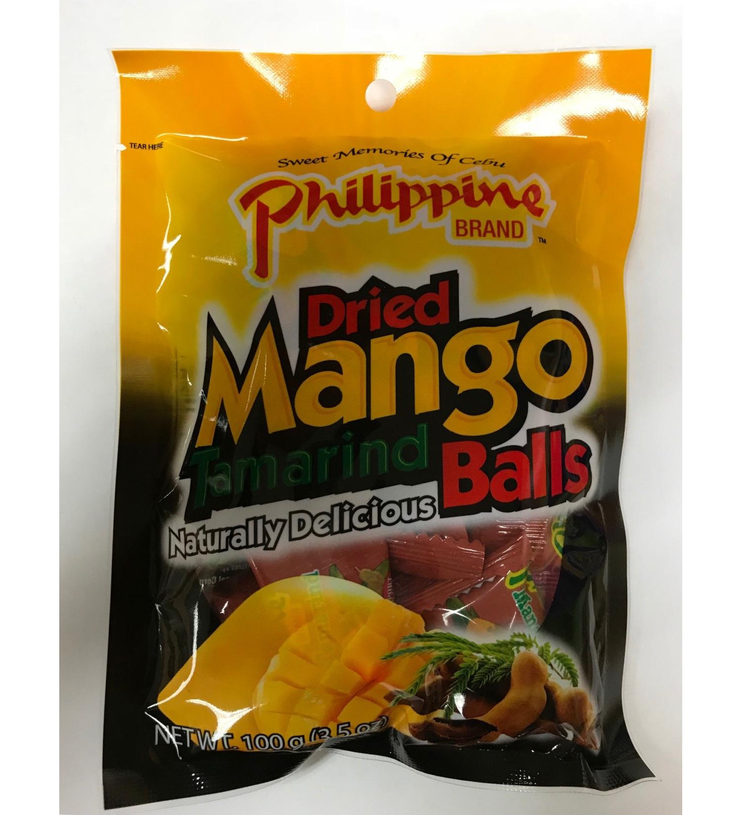 Philippine Brand Dried Mango Tamarind Balls 3.53oz Pouches (Pack of 10) - Sweet & Tangy Snack - Buy Online on GoSupps.com