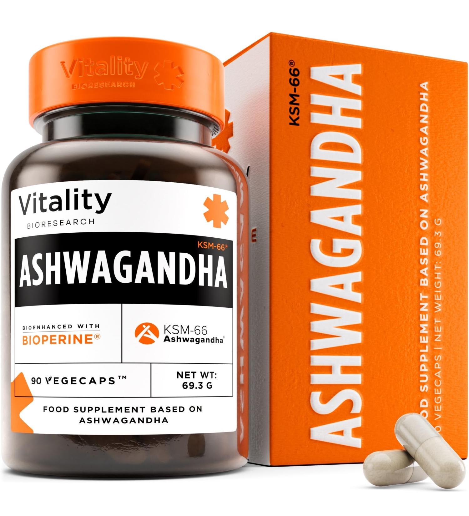 Premium Ashwagandha KSM-66 1500mg Capsules with Black Pepper - Sleep Aid & Energy Booster for Physical & Mental Wellness - 90 Vegan Capsules - Buy Online on GoSupps.com