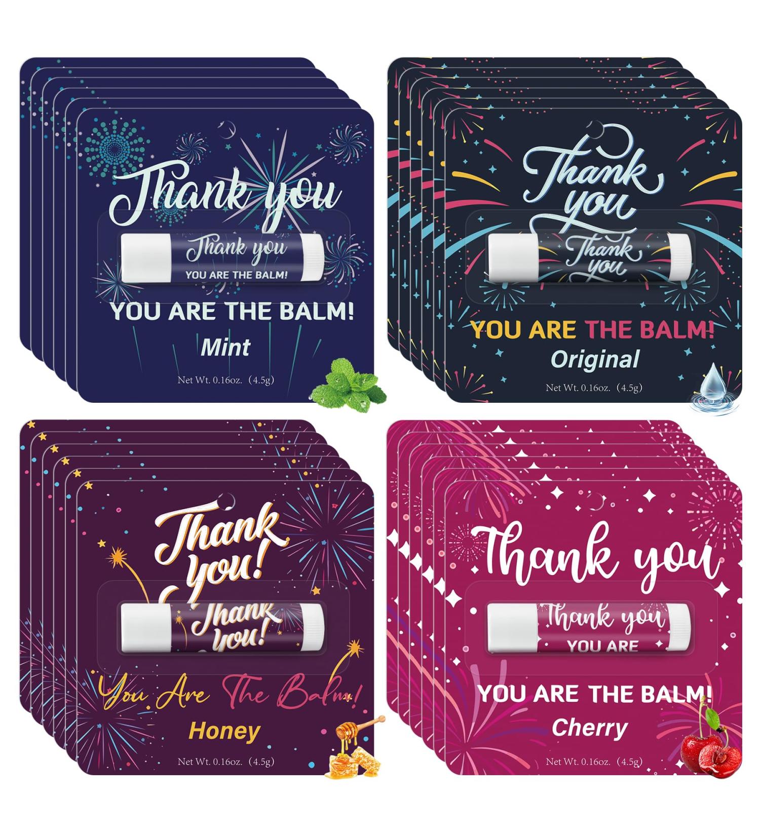 24 Pack Employee Appreciation Gifts Lip Balm Bulk Thank You Small Gift for Staff Coworkers Teacher Cool Team You Are The Balm Nurses Inspirational Lip Balm Original Mint Honey Cherry Fireworks - Buy Online on GoSupps.com