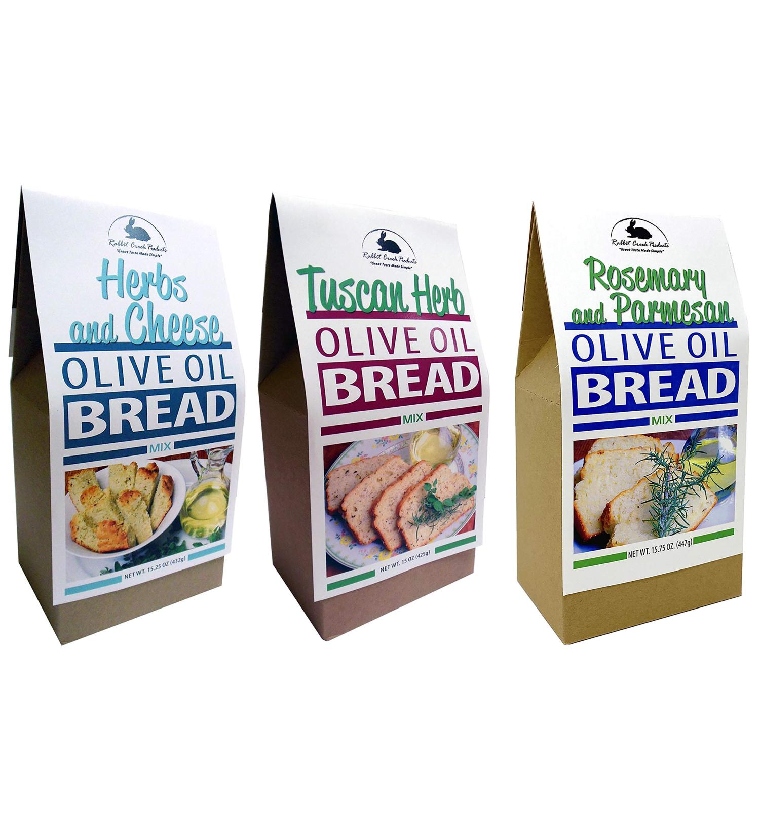 Rabbit Creek Olive Oil Bread Mix Variety Pack - Herb & Cheese, Rosemary & Parmesan, Tuscan Herb - Set of 3 - Buy Online on GoSupps.com