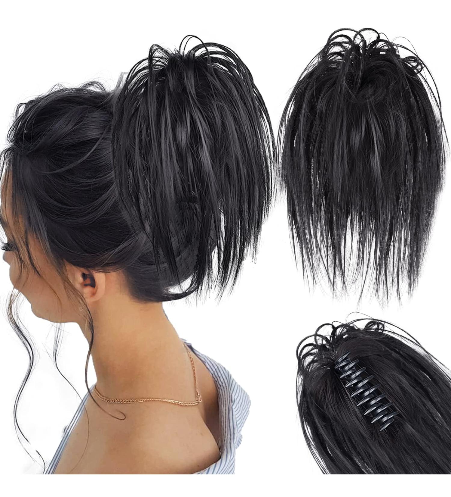 LNERATO Claw Clip Messy Bun Hairpiece - Synthetic Updo Chignon for Women, 1B Black - Buy Online on GoSupps.com