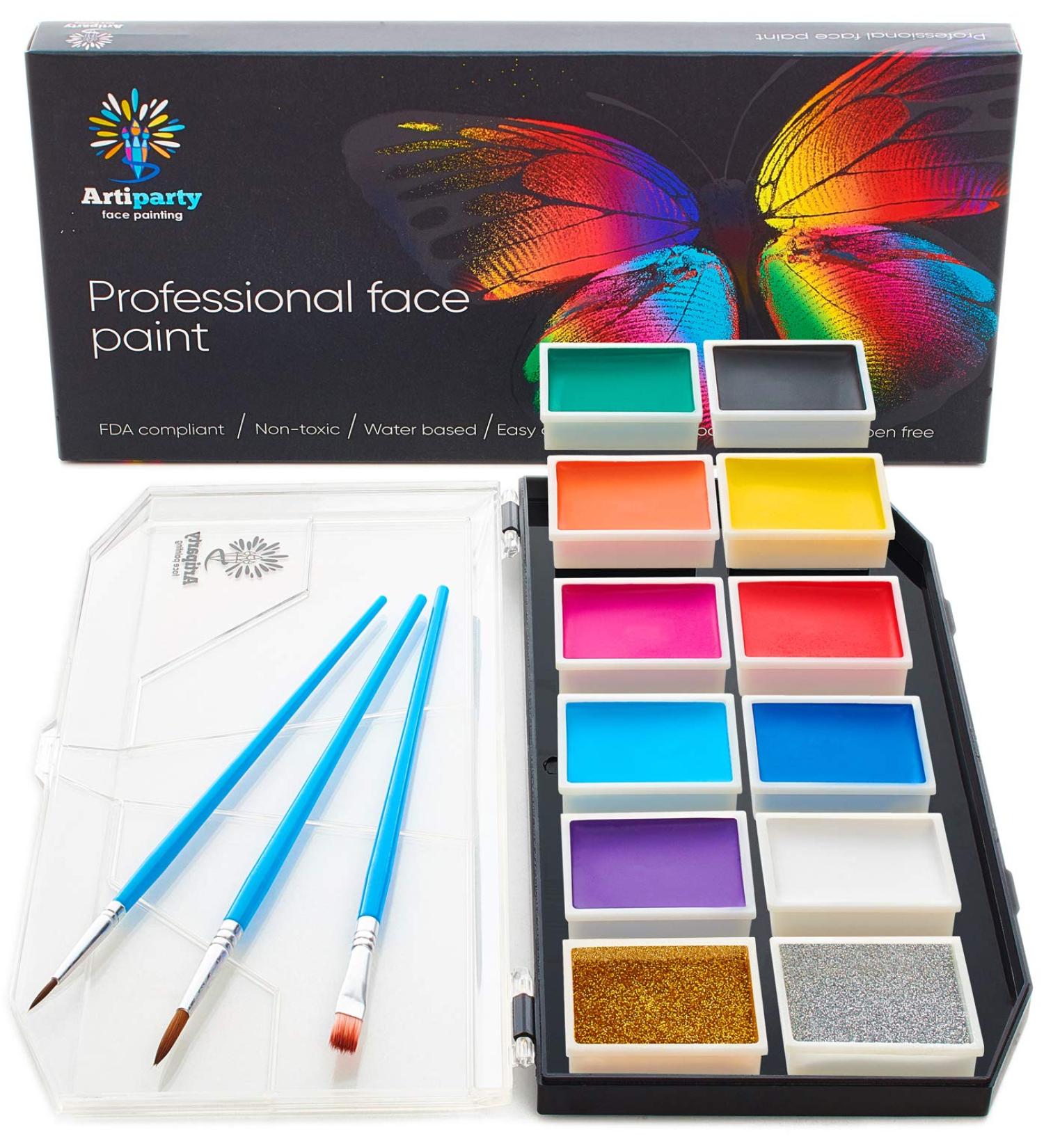 Dermatologically Tested Face Paint Kit for Kids & Adults - Non-Toxic, Hypoallergenic, Easy to Apply & Remove - Cosplay Makeup with Leakproof Dry Glitters - Buy Online on GoSupps.com