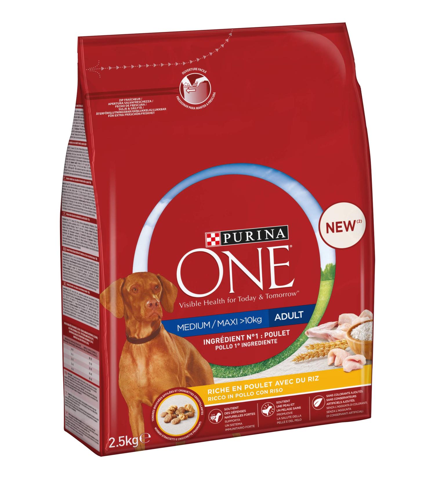 Purina One Medium/Maxi 10 kg Dog Food 4 Bags of 2.5 kg each - Buy Online on GoSupps.com