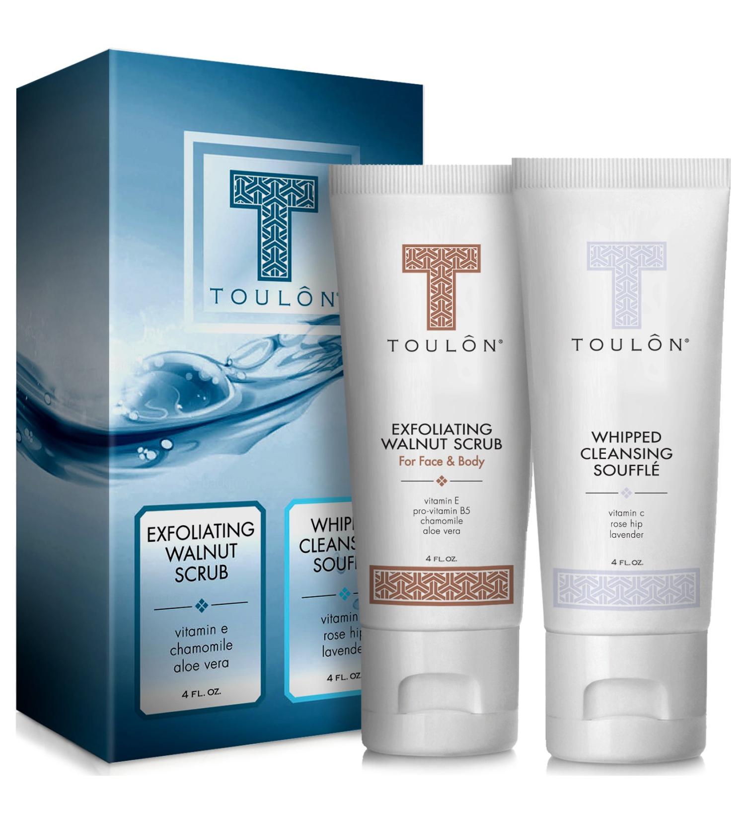Exfoliating Scrub Set | Natural Spa Bath & Shower Kit for Men & Women | Anti-Aging Face Cleanser & Walnut Body Scrub | Perfect Skin Care Gift Set - Buy Online on GoSupps.com