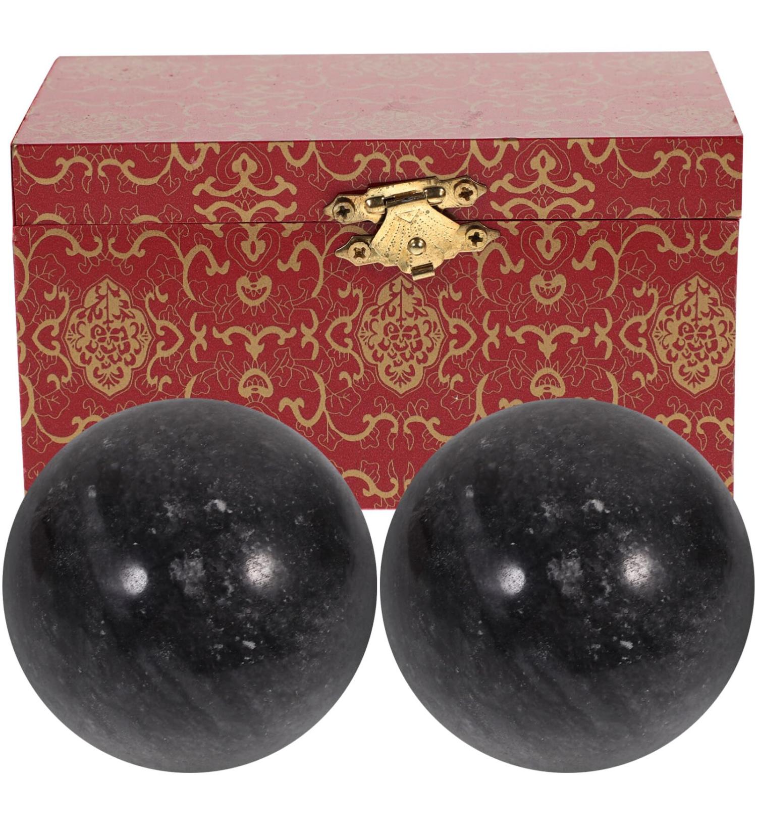 Healeeved Chinese gifts 2 pieces older fitness rehabilitation ball natural jade fitness ball solid ball r hand exercise balls geometric shapes physical massage muscle roller