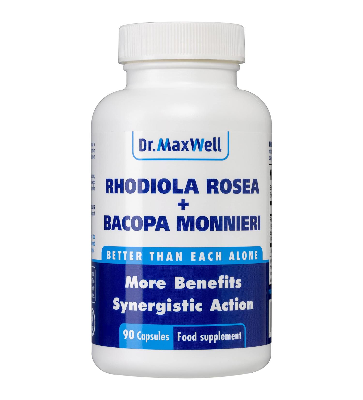 Rhodiola Rosea + Bacopa Monnieri Nootropic Adaptogens Supplement - 90 Capsules - Best for Fatigue & Stress Support, Brain Function & Focus - More Nutrients Than Competitors - Buy Online on GoSupps.com