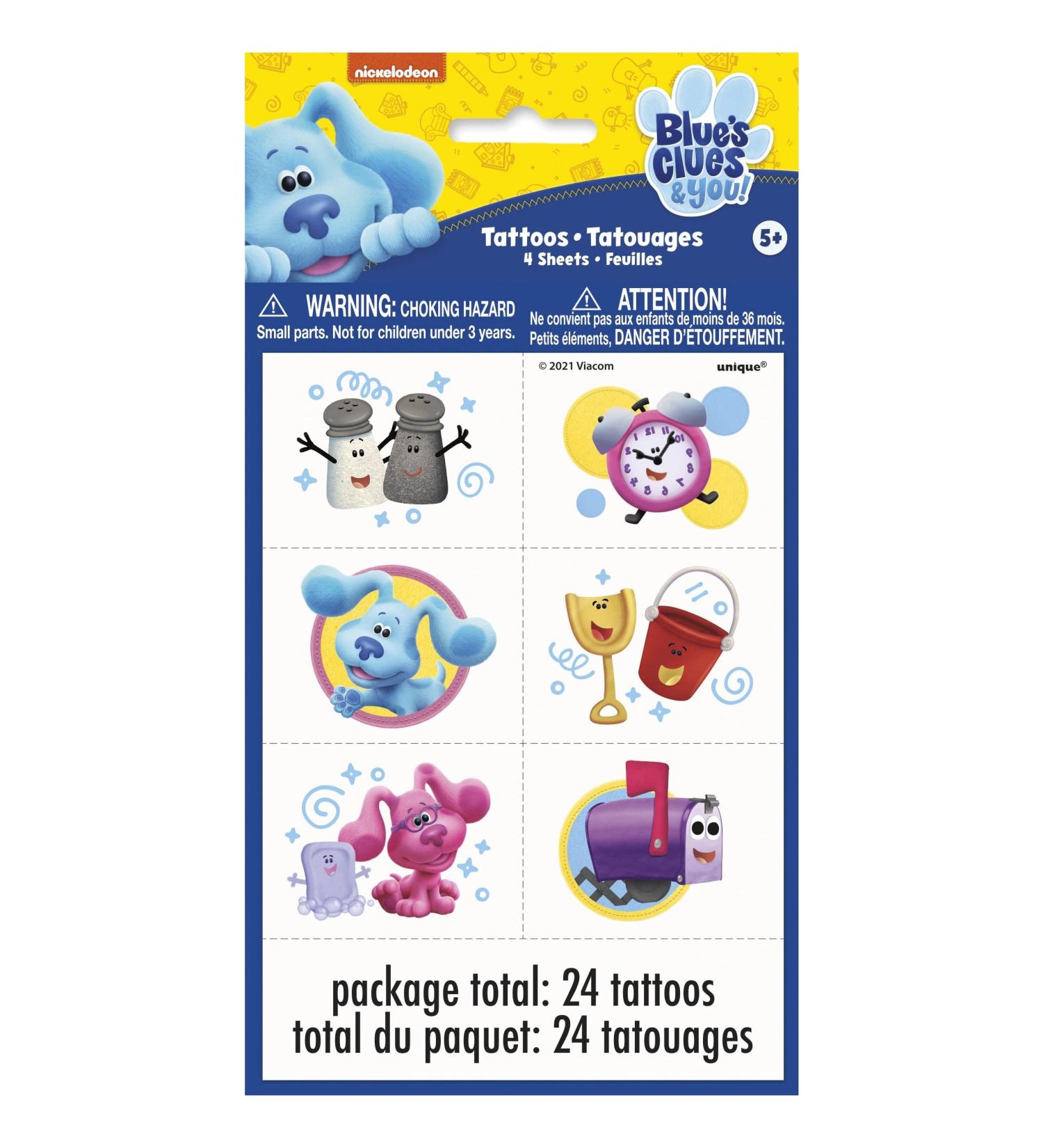Unique Blue's Clues (24 Pk) Temporary Tattoos  Medium  Multicolor