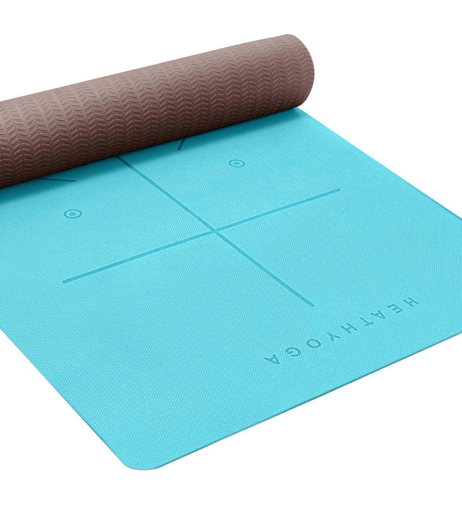 Heathyoga Eco Friendly Non Slip Yoga Mat 72x26 1/4 Thickness - Turquoise - Buy Online on GoSupps.com