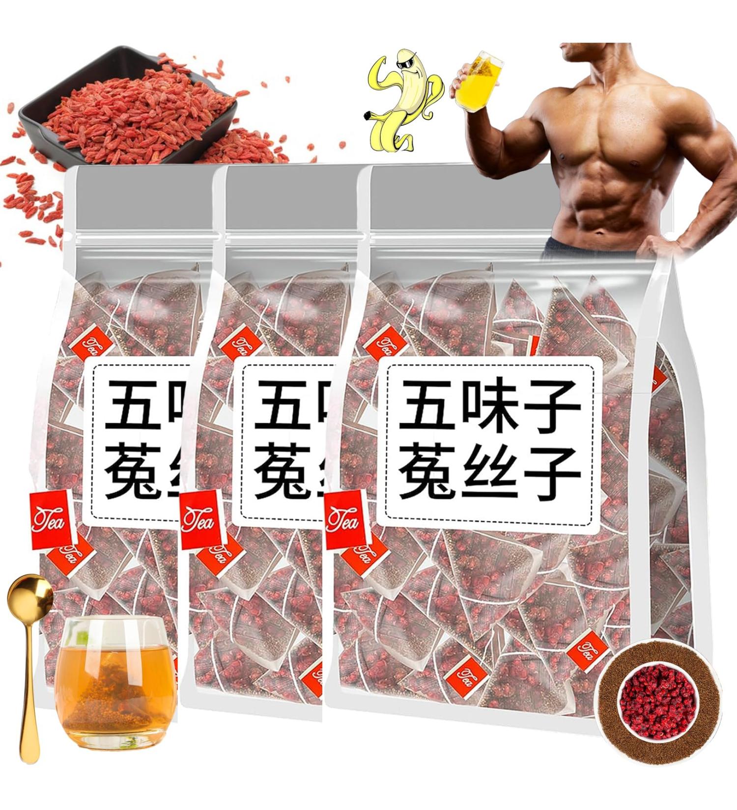 Five Flavors Goji Berry Tea Liver and Kidney Care Tea Five Flavors Wolfberry Tea Men's Essentials Four Famous Five Flavors Wolfberry Tea Schisandra Dodder Tea Twice a Day (3 Pcs) - Buy Online on GoSupps.com