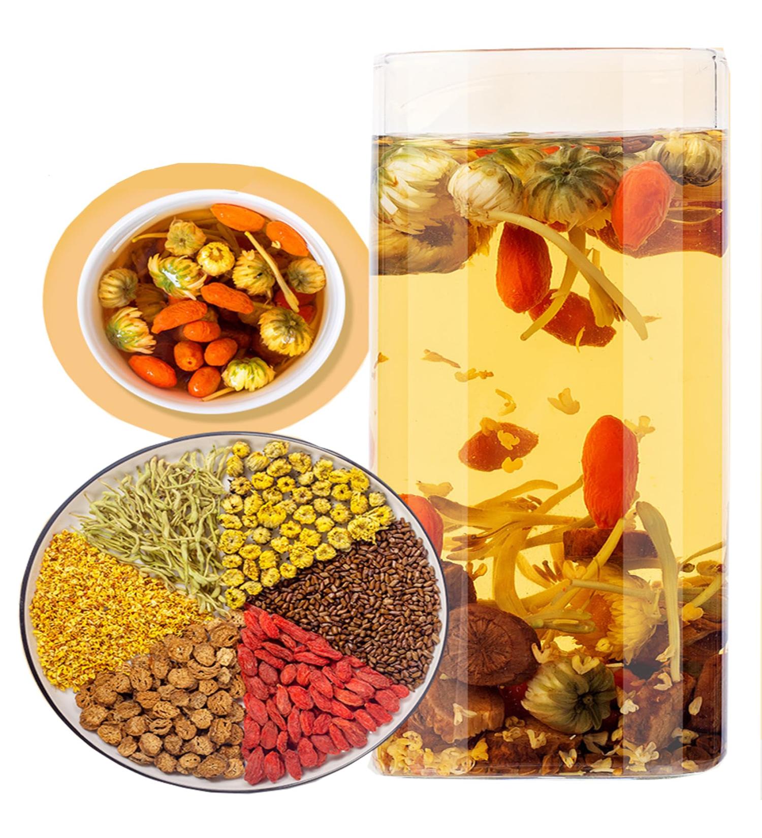 Chrysanthemum goji cassia seed tea 200g Chrysanthemum Cassia Seed Tea Burdock Root Goji Berry Honeysuckle Osmanthus Combination Tea Bag - Buy Online on GoSupps.com