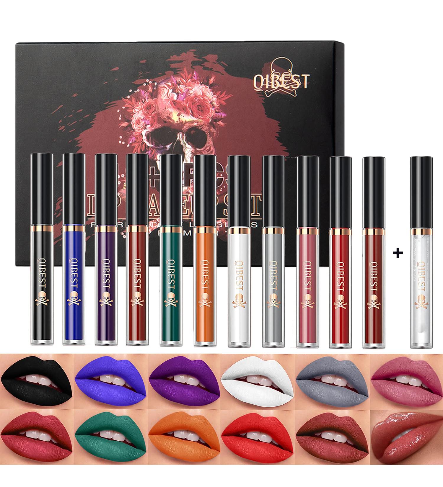 12pcs Matte Liquid Lipstick with Lip Plumper Makeup Sets - Halloween Cosplay Lip Gloss Set - Buy Online on GoSupps.com