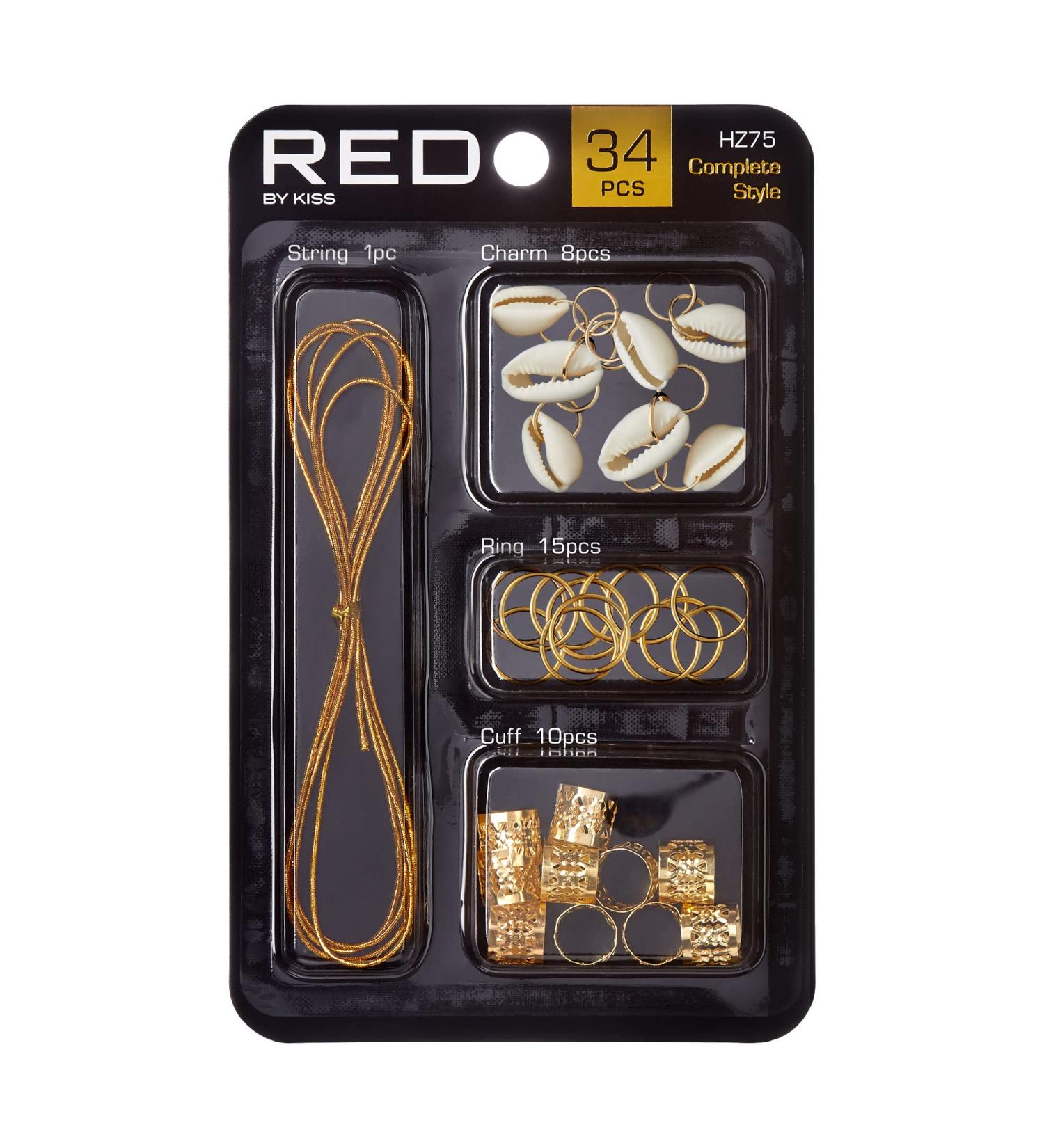 RED by KISS Hair Jewelry DIY Kit for Women - Charms, Beads, Cuffs, Rings, Metallic Cords for Braids, Dreadlocks - Hair Decoration Set (Kit 1) - Buy Online on GoSupps.com