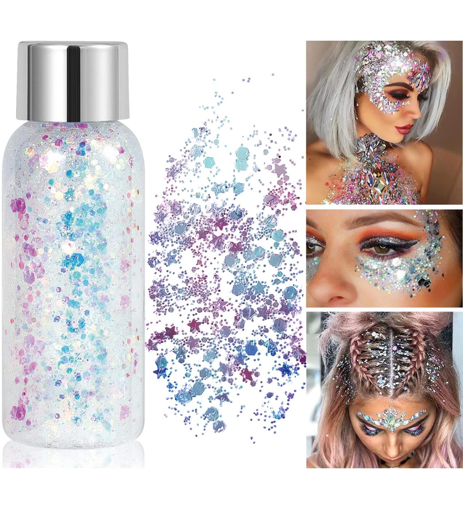 Glitter Face & Body Gel - Mermaid Festival Makeup | White Glitter for Parties Music Festivals & Masquerades - 1 Pack - Buy Online on GoSupps.com