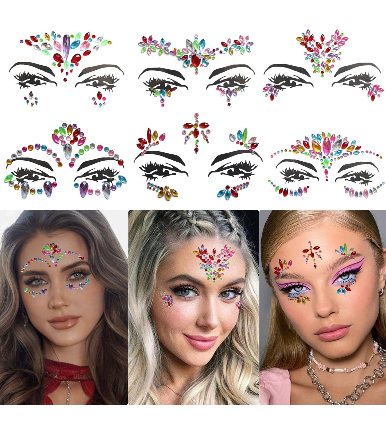 Shop Stunning Mermaid Face Gems - 6 Sets Self-Adhesive Festival Jewels for Carnival Party Halloween - International Shipping Available - Buy Online on GoSupps.com