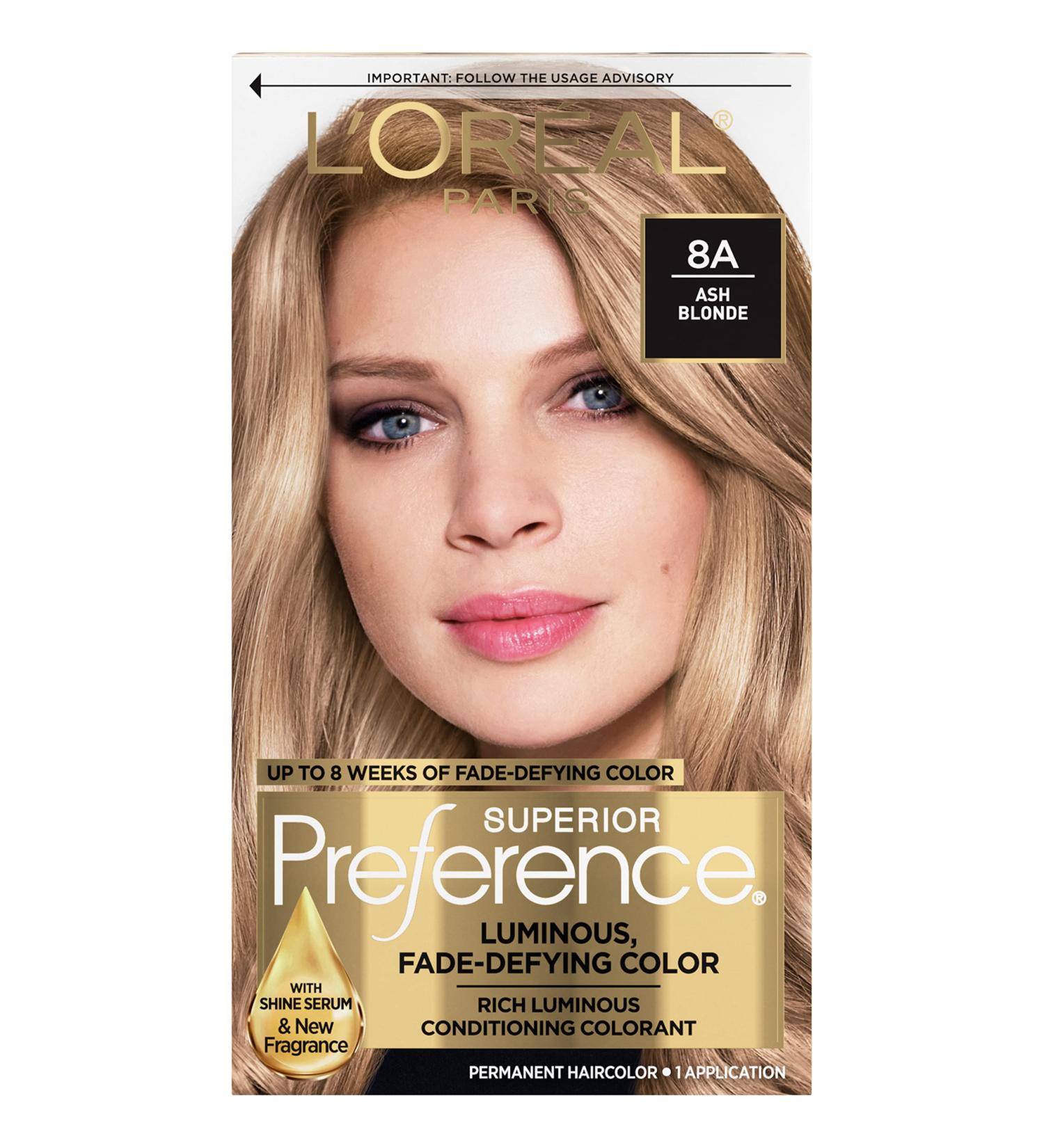 L'Oreal Paris Superior Preference 8A Ash Blonde Permanent Hair Color - Fade-Defying & Shine | Pack of 1 - Buy Online on GoSupps.com