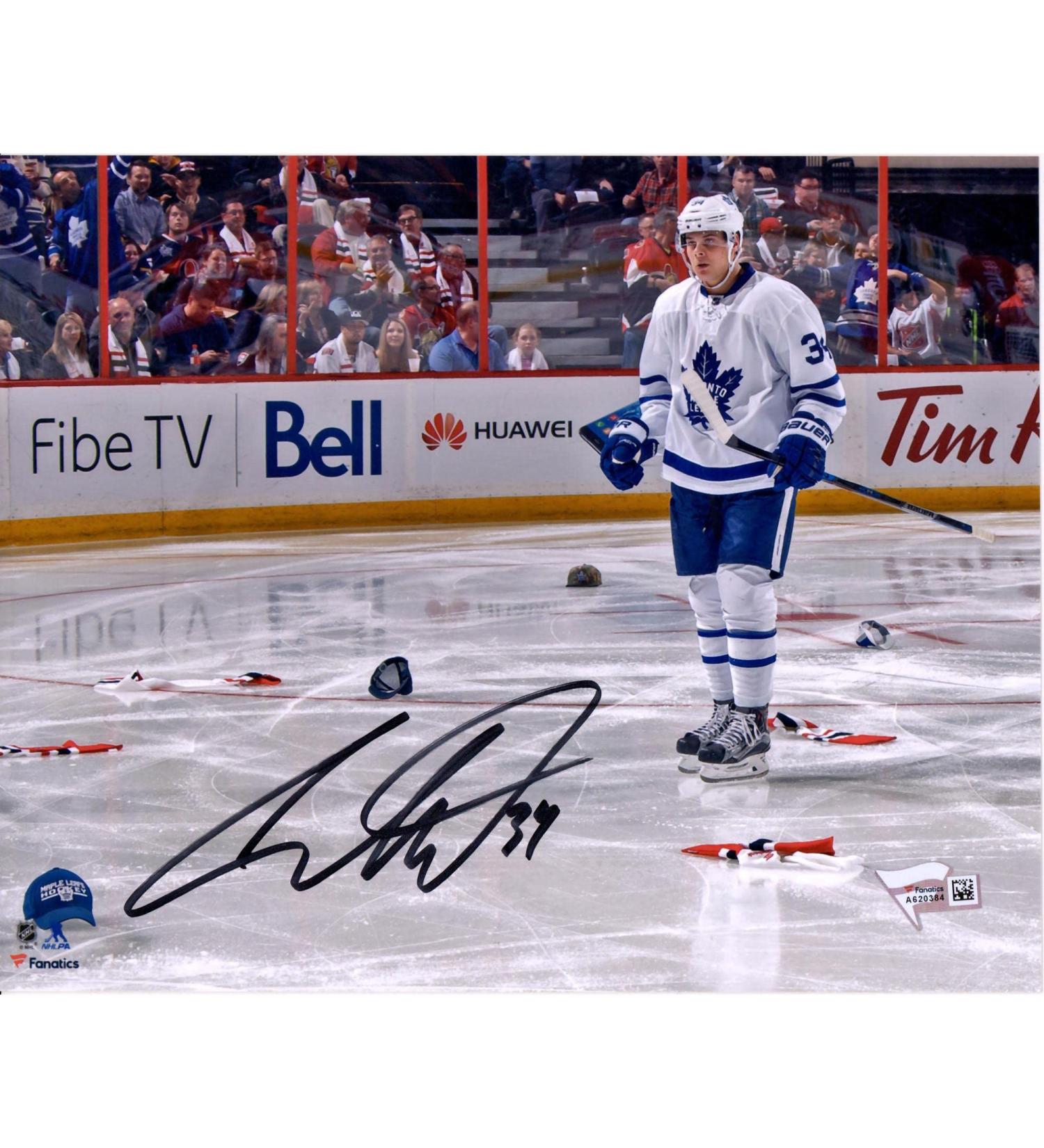 Auston Matthews Toronto Maple Leafs Autographed 8" x 10" NHL Debut Hat Trick Photograph - Autographed NHL Hats