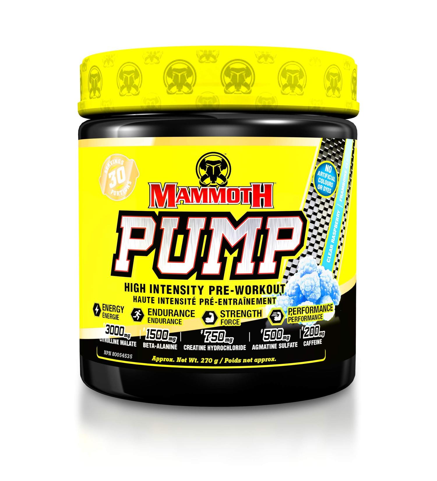 MAMMOTH PUMP Pre Workout Powder Superior Muscle Pumps Increase Strength & Endurance Explosive Power & Energy Supplement Heightened Focus Quick Recovery Reduced Soreness (30 Serves Clear Raspberry) Clear Raspberry 270 g (Pack of 1) - Buy Online on GoSupps.com