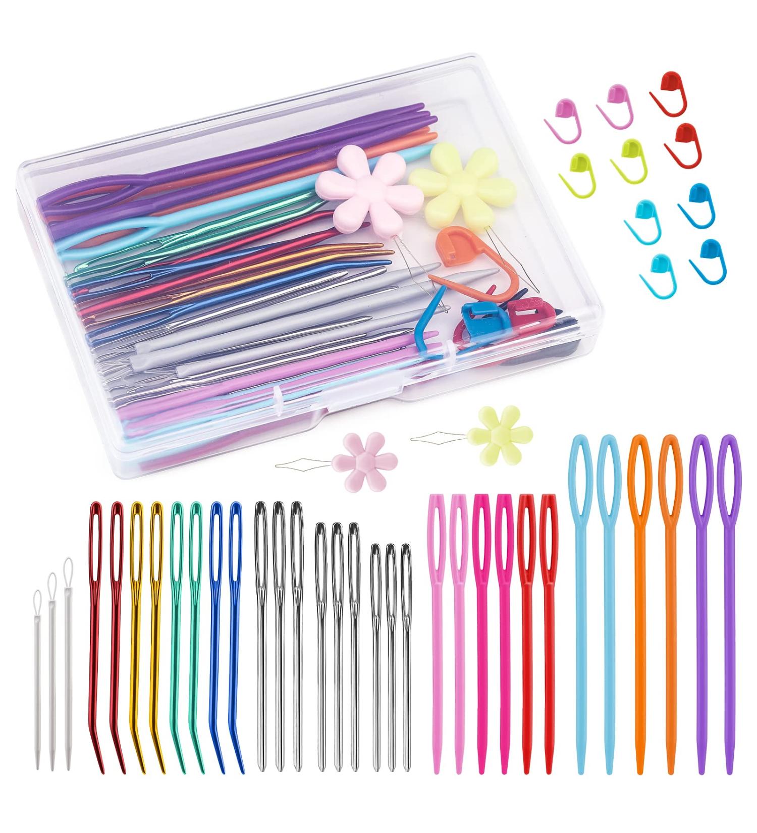 Plastic Sewing Needles Set - 45 Pcs Large Eye Blunt Bent Tapestry Needles for Knitting Crochet - Buy Online on GoSupps.com