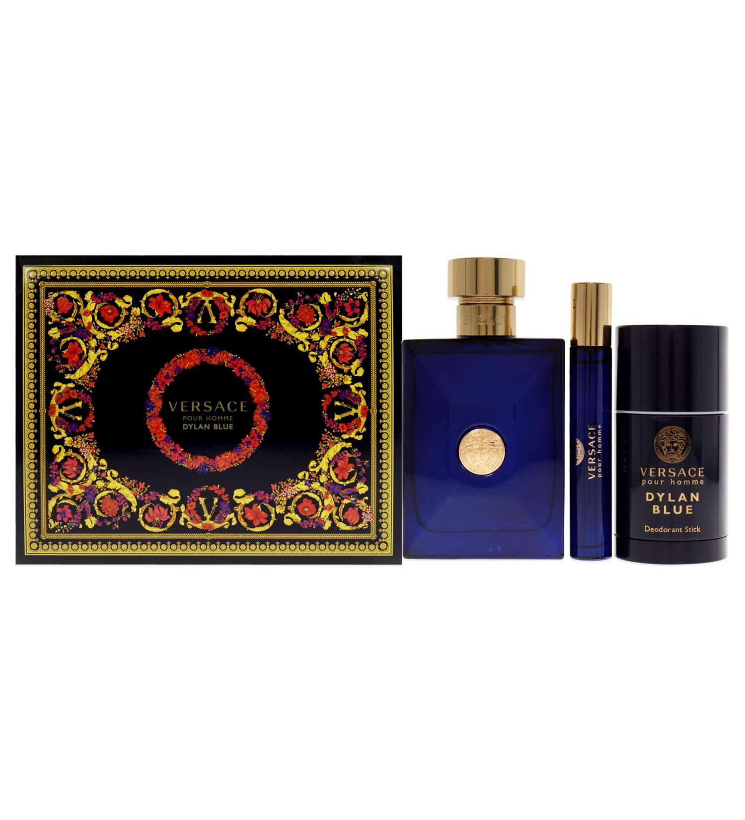 Versace Dylan Blue 3.4oz EDT Spray 2.5oz Deodorant Stick 0.33oz EDT Spray Men 3 Pc Gift Set - Buy Online on GoSupps.com