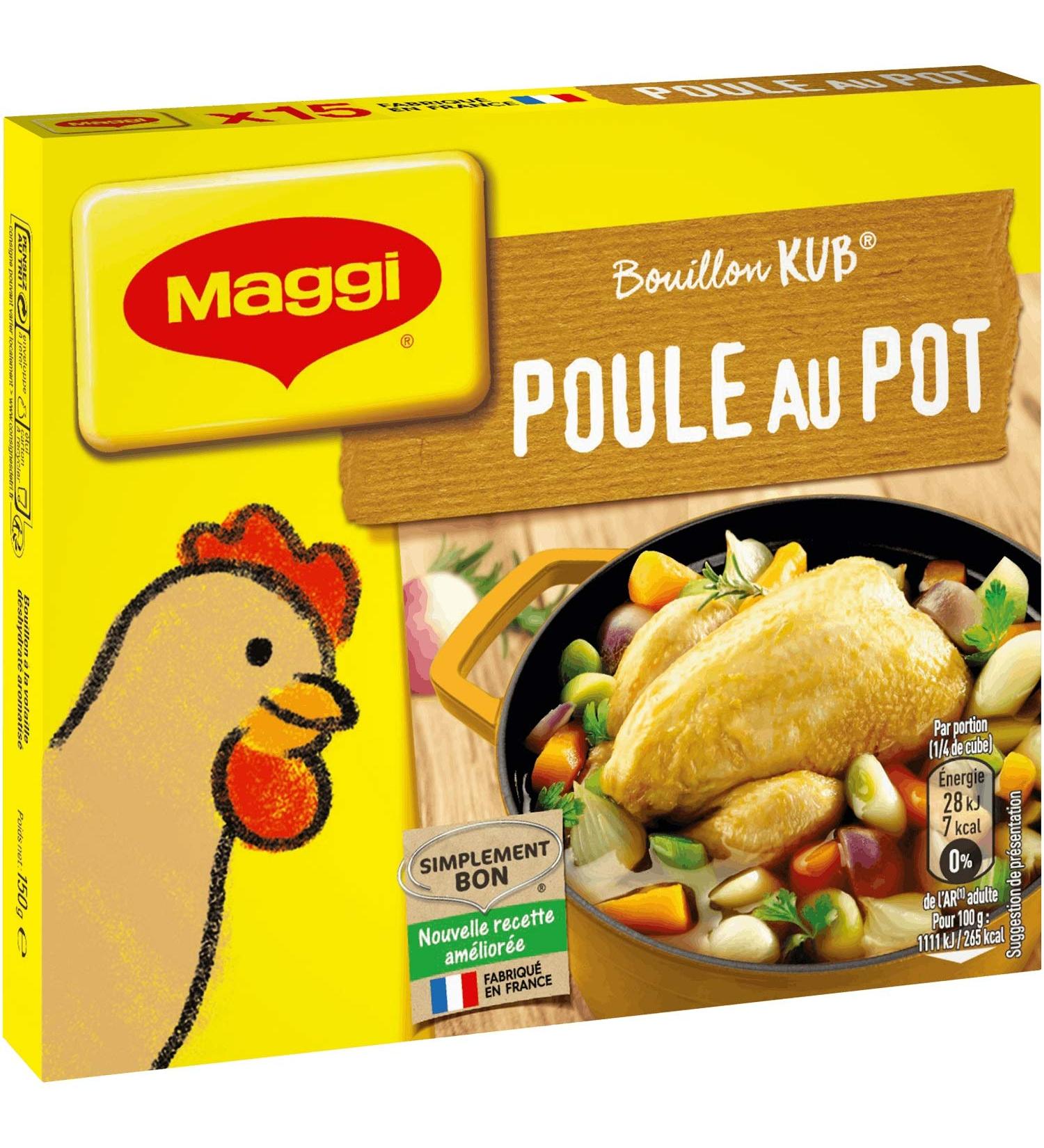 Maggi Bouillon KUB Poule au Pot (15 cubes) -150g - Lot de 3 - Buy Online on GoSupps.com