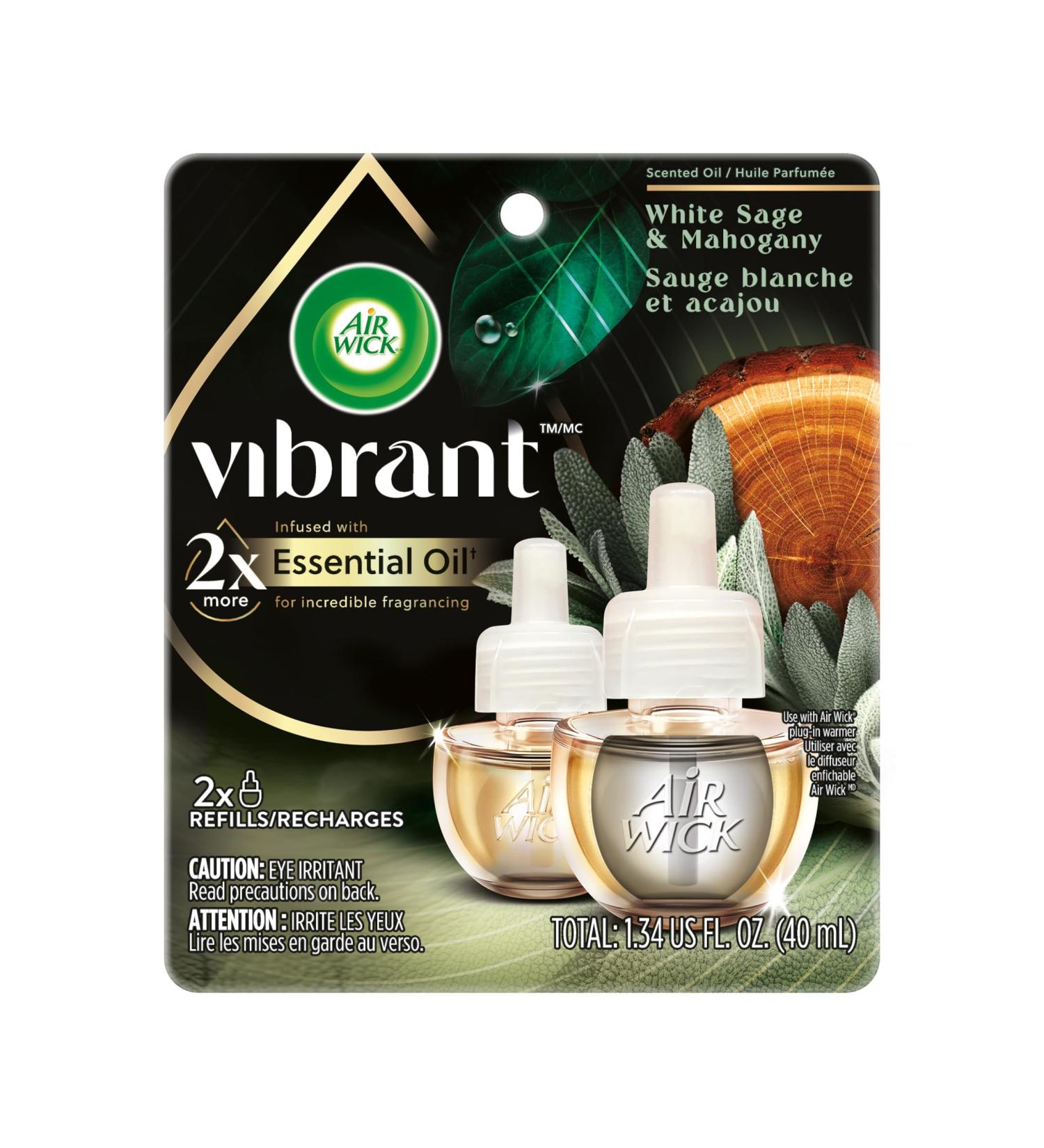 Airwick SCENTED OIL - Refill 0+2 Vibrant White Sage & Mahogany Infused with 2x More Essential Oil Clear 20.00 ml (Pack of 2) - Buy Online on GoSupps.com
