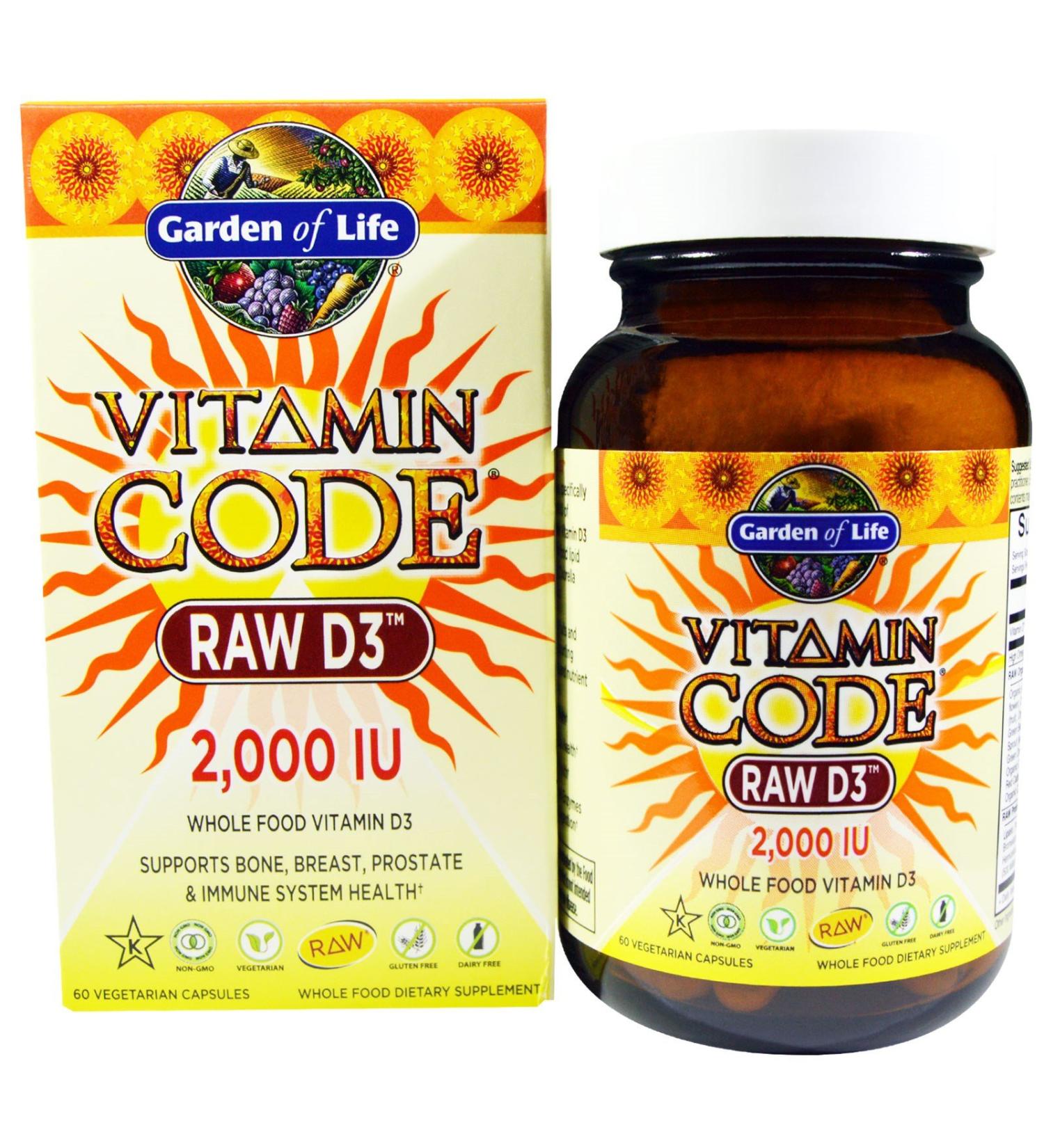 Garden of Life Vitamin Code Raw D3 2 000 IU 60 Vegetarian Capsules Stainless Steel With Black Accents